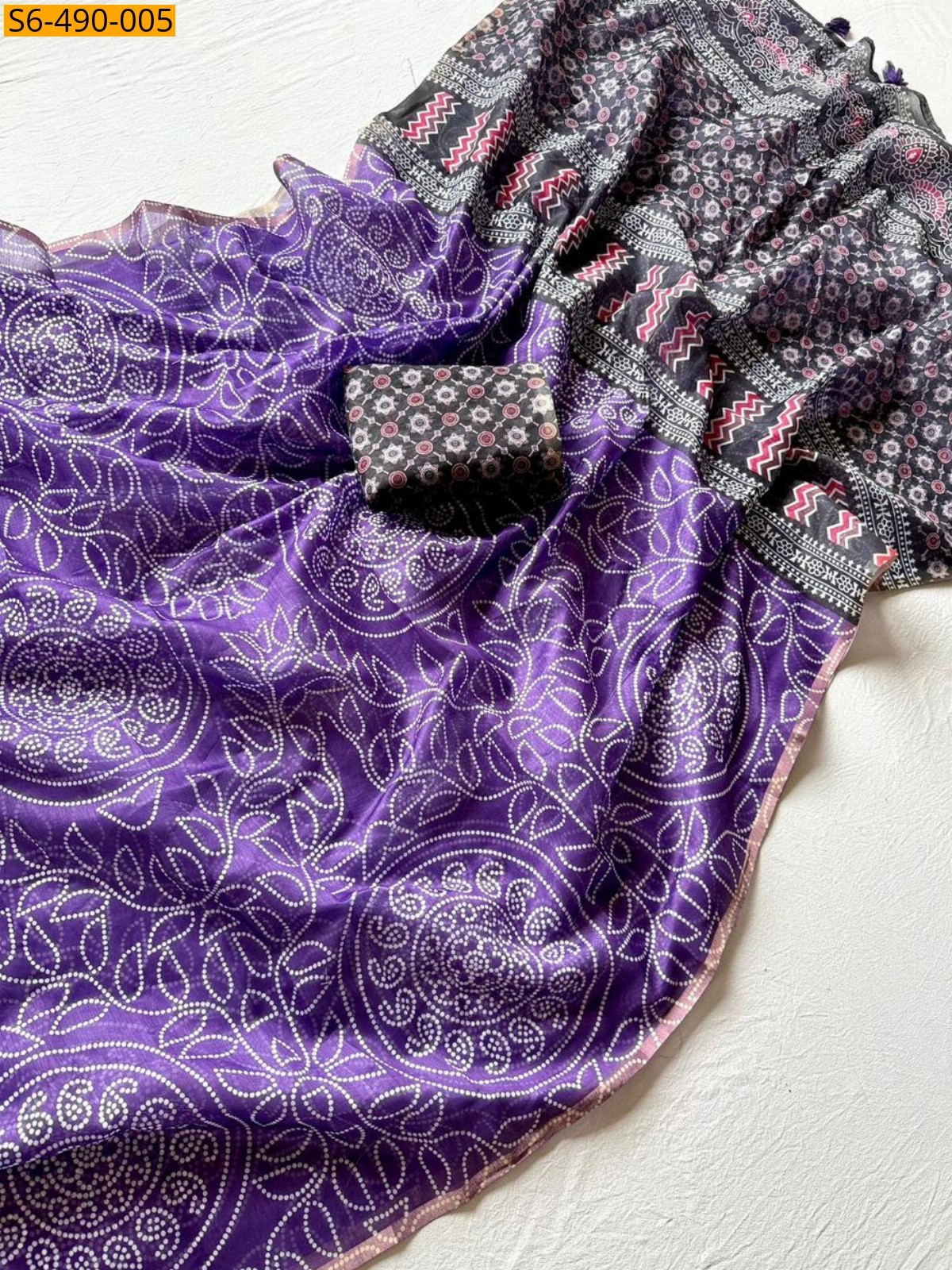 Lavender Fancy Chanderi Cotton Silk  Saree