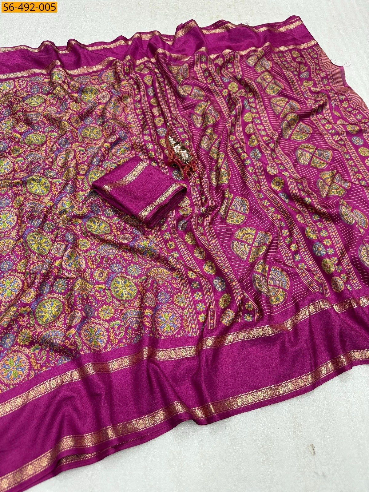 Pink Fancy soft Tusser printed saree