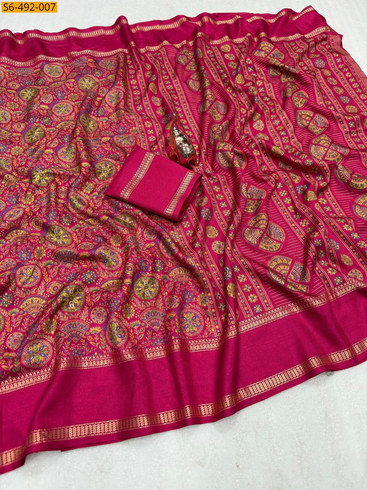Pink Fancy soft Tusser printed saree