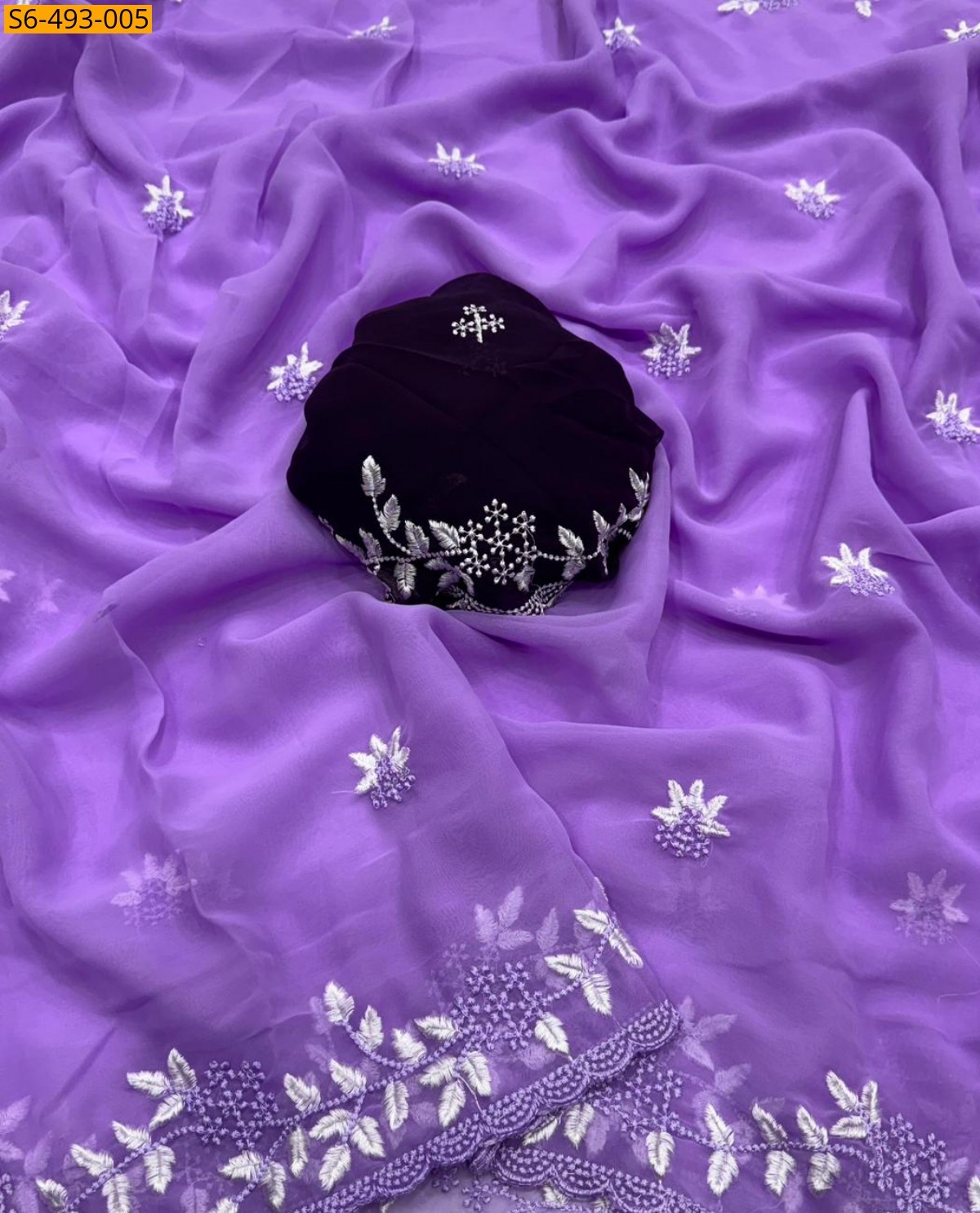 Lavender Fancy Chiffon embroidery saree