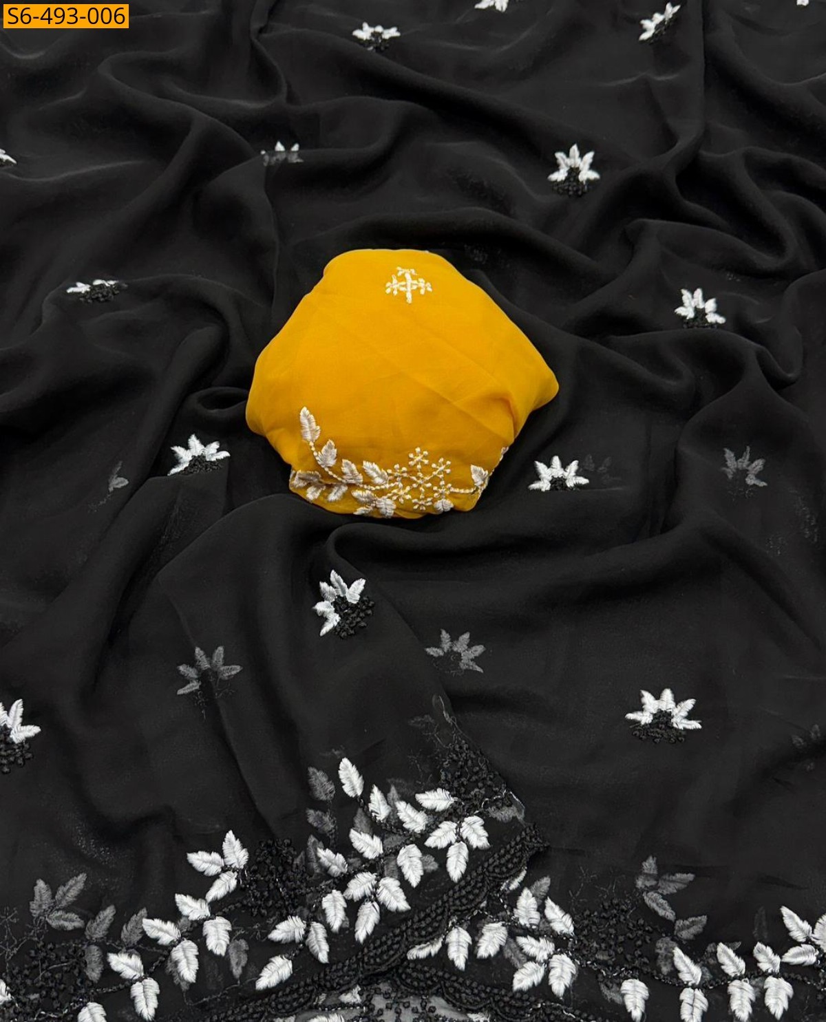 Black Fancy Chiffon embroidery saree