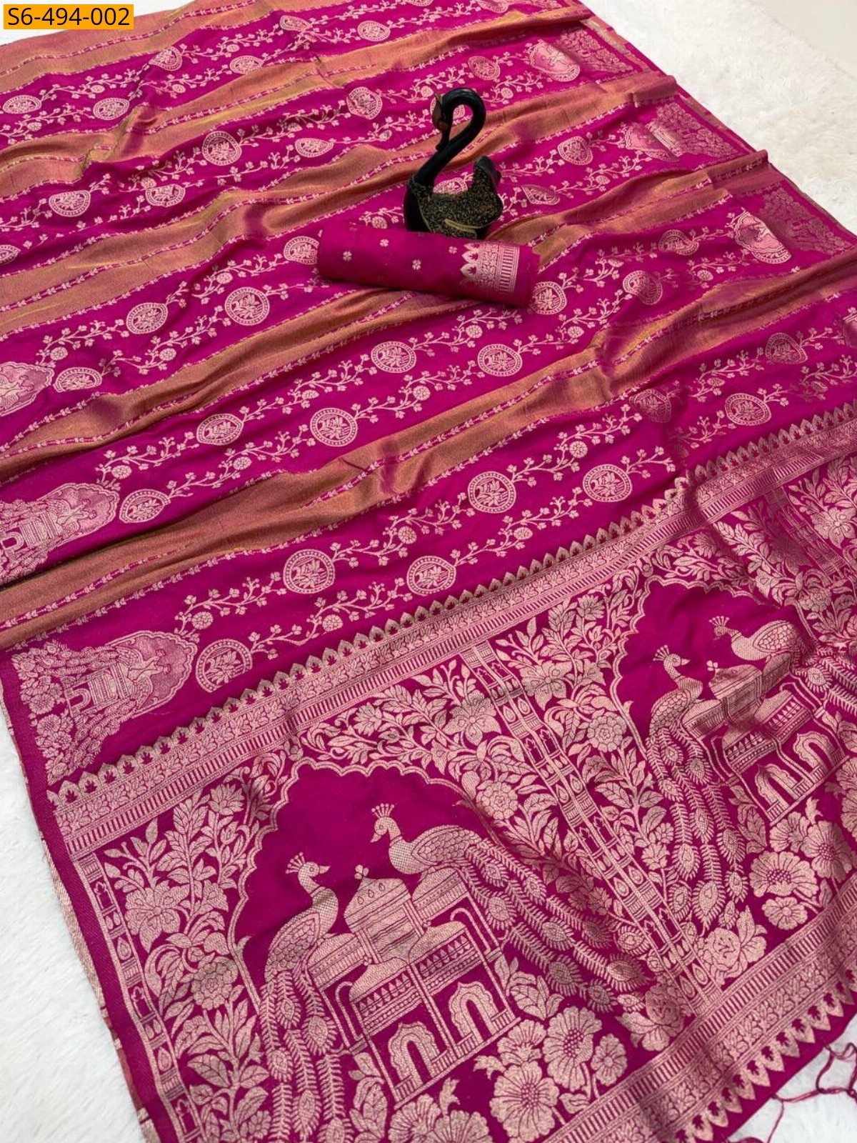 Pink Chinya Tissue Georgette Silk Saree
