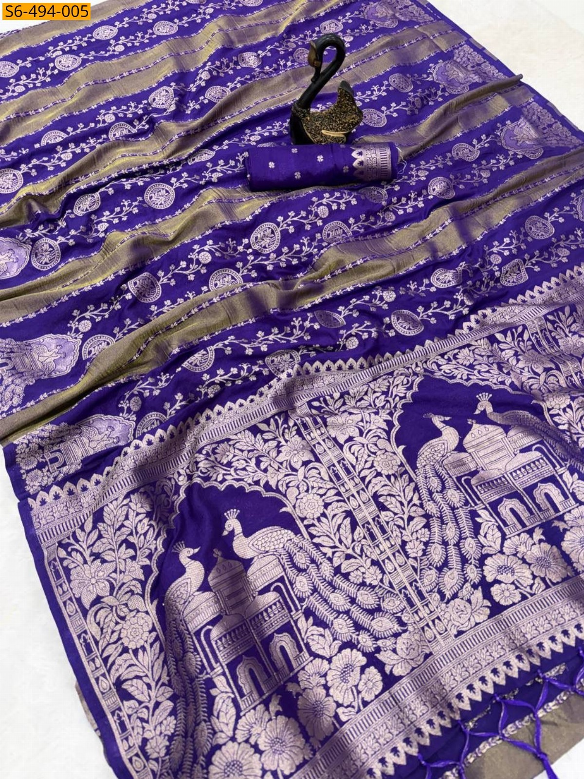 Blue Chinya Tissue Georgette Silk Saree