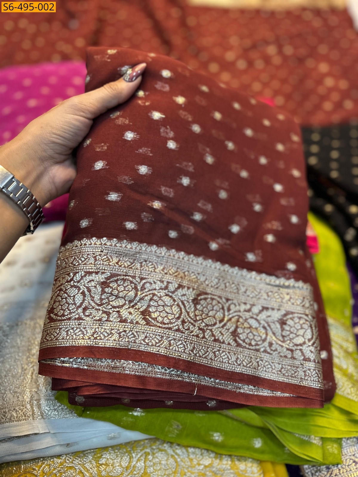 Brown  Viscose Georgette Saree