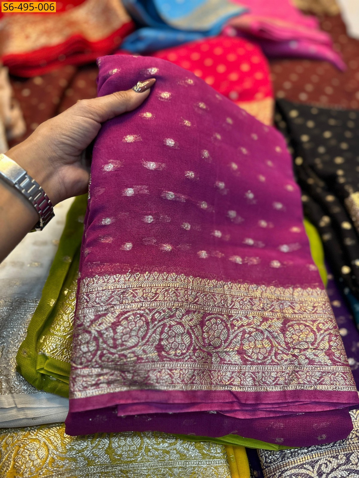 Megenta   Viscose Georgette Saree