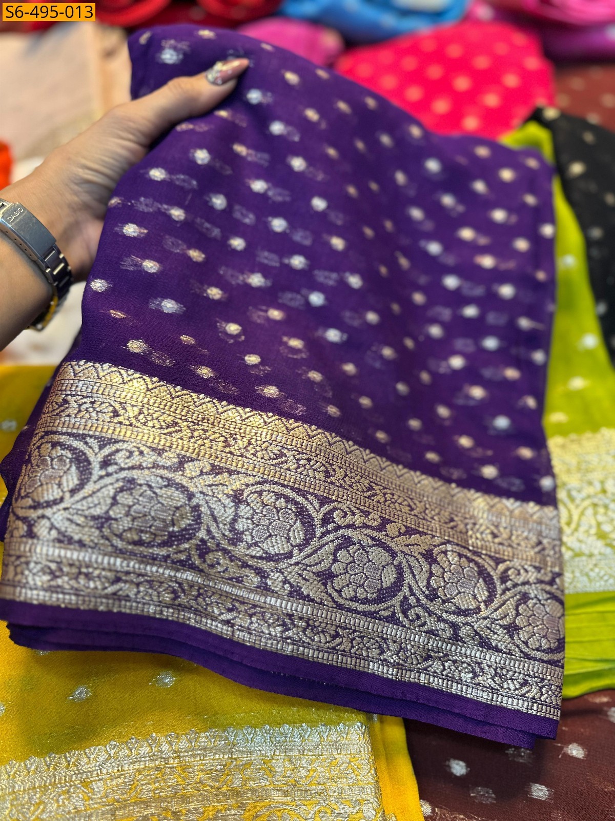 Voilet  Viscose Georgette Saree