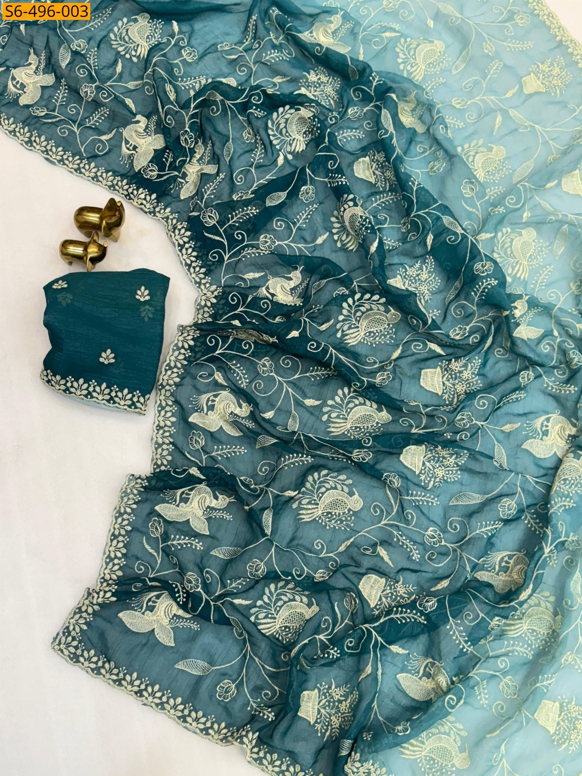 Blue Fancy crunchy silk saree