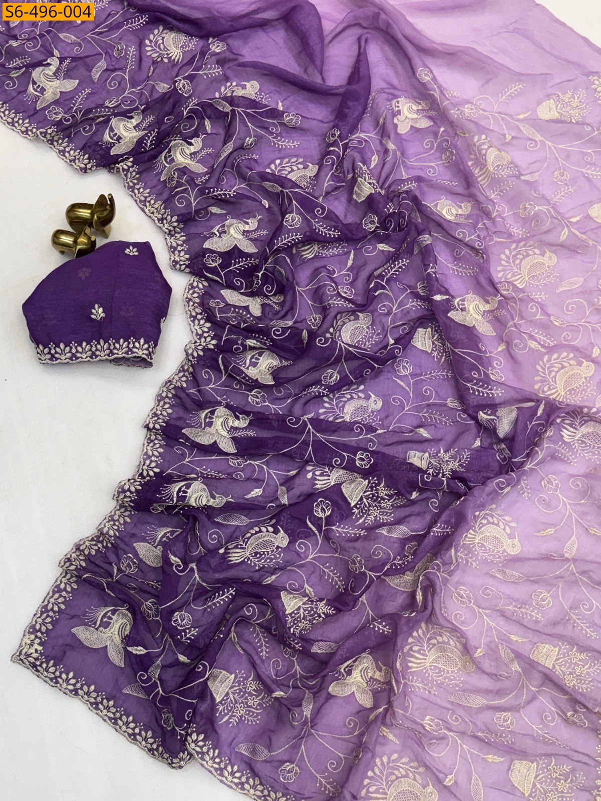 Lavender Fancy crunchy silk saree