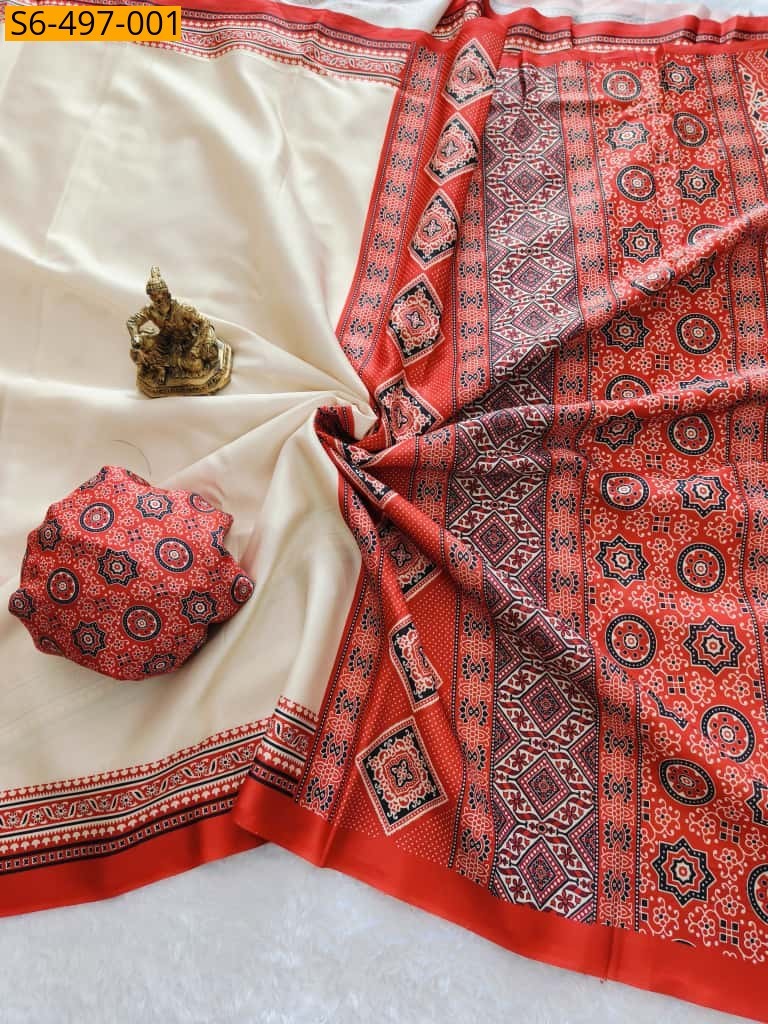 Half white Fancy silk saree