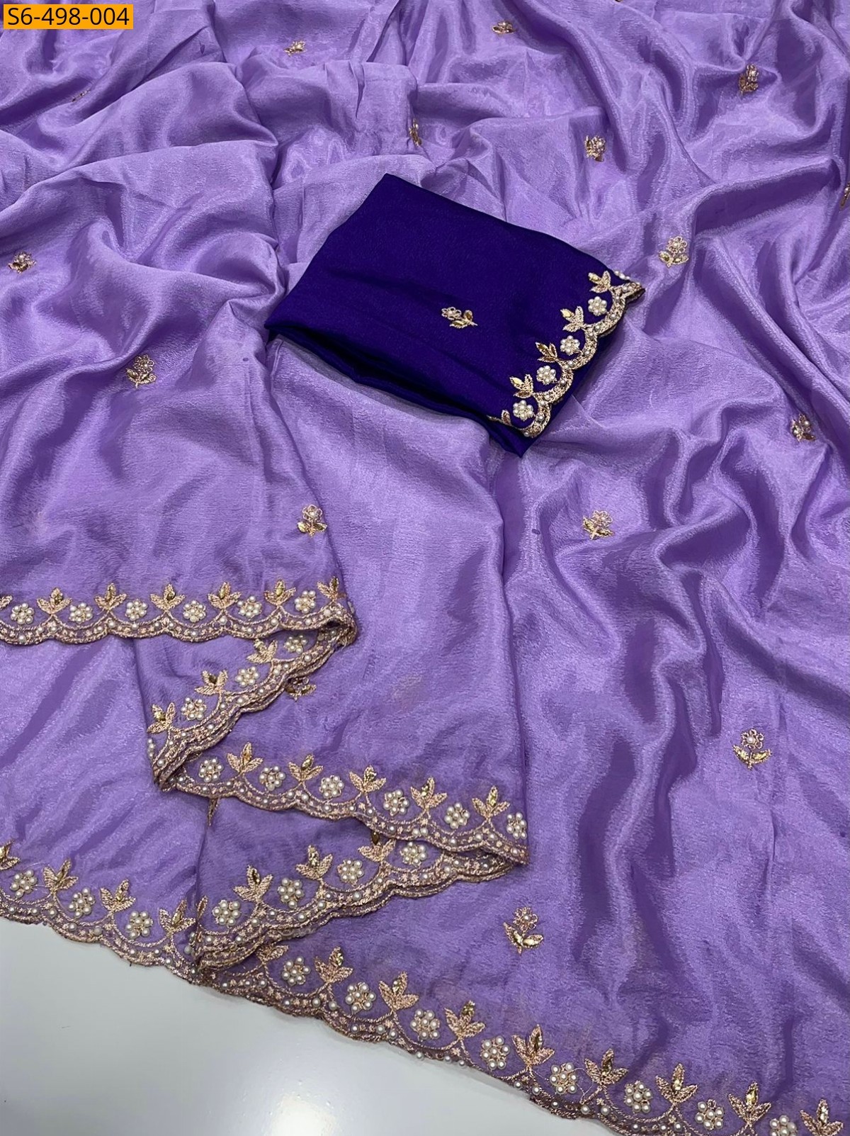 Lavender  Fancy chinon saree