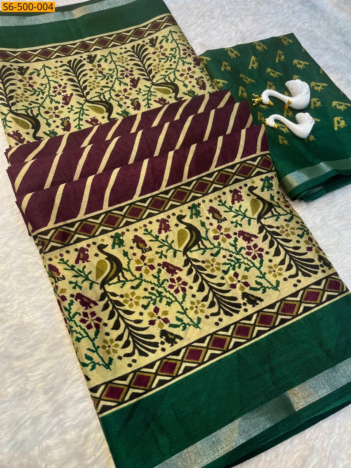 Wine Fancy mulmul printed saree