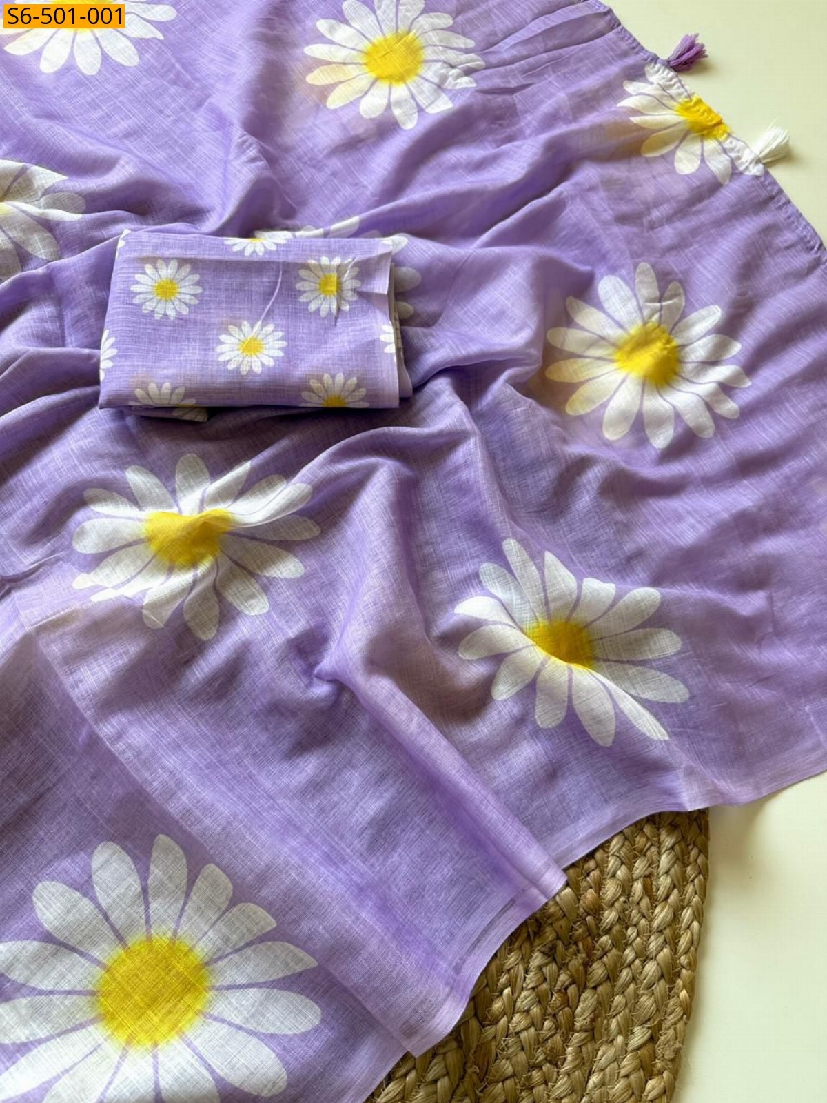Lavender Fancy Soft Linen saree