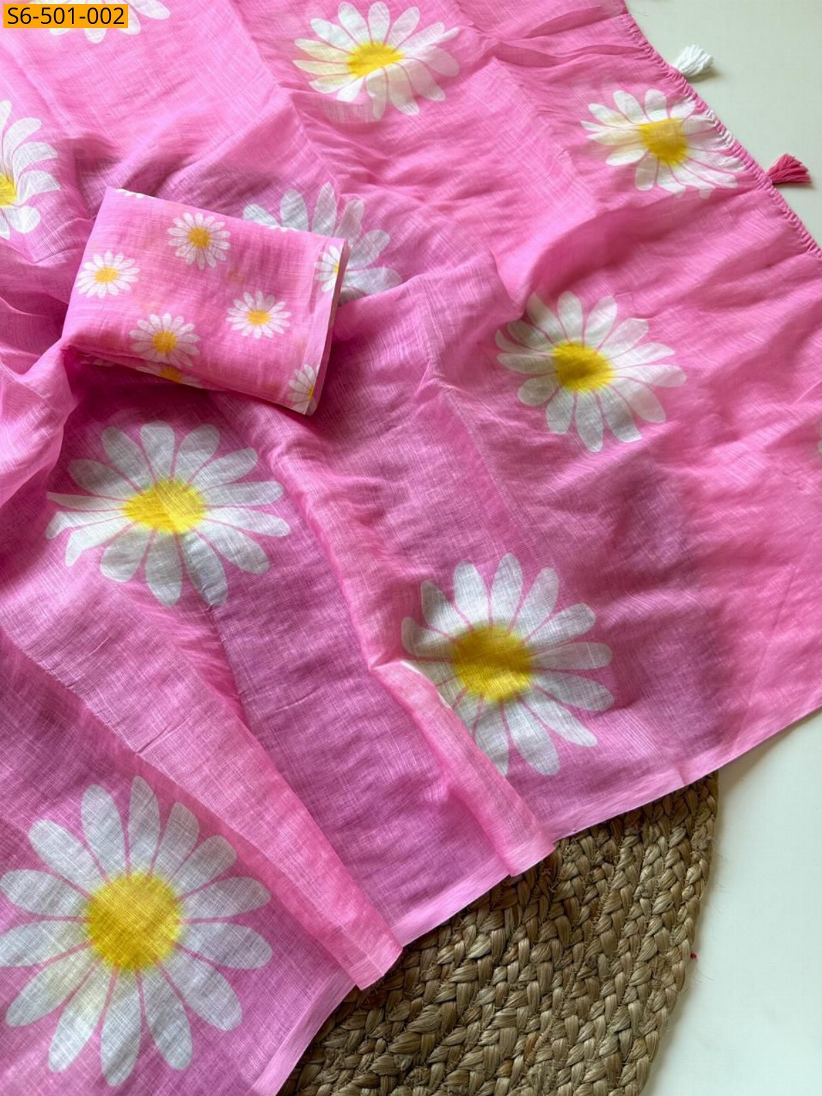 Pink Fancy Soft Linen saree