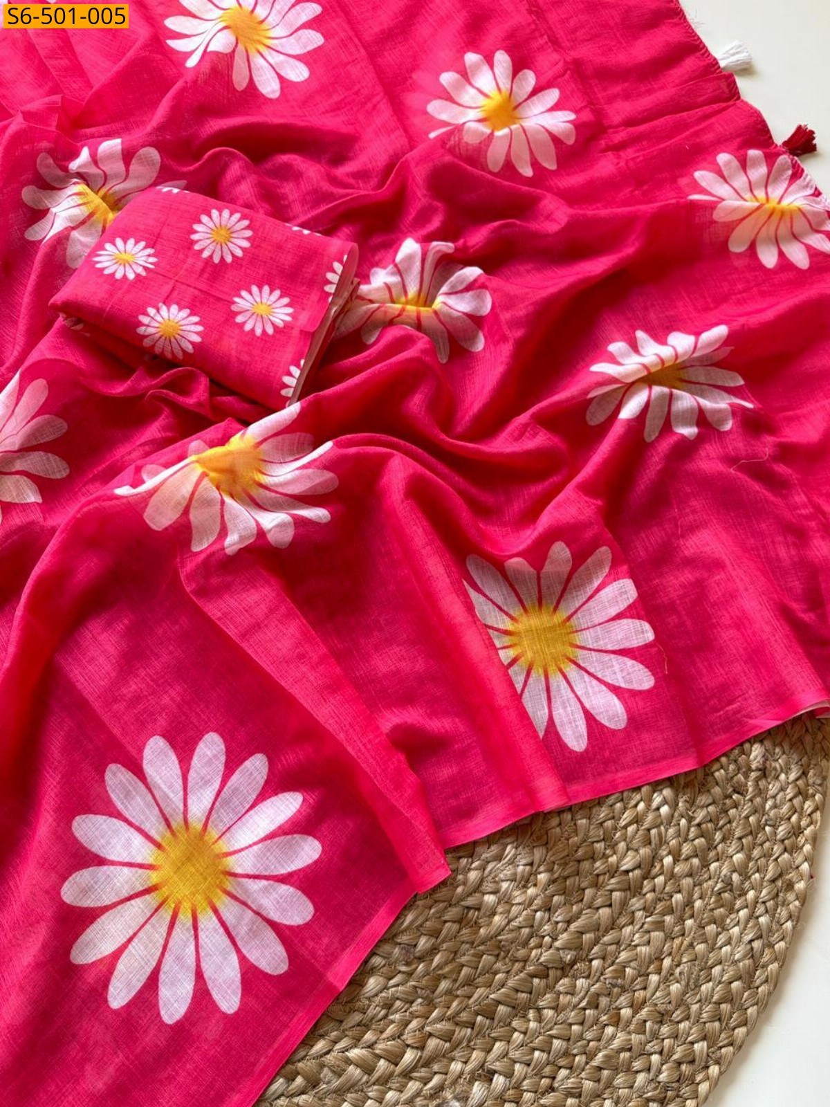 Red Fancy Soft Linen saree