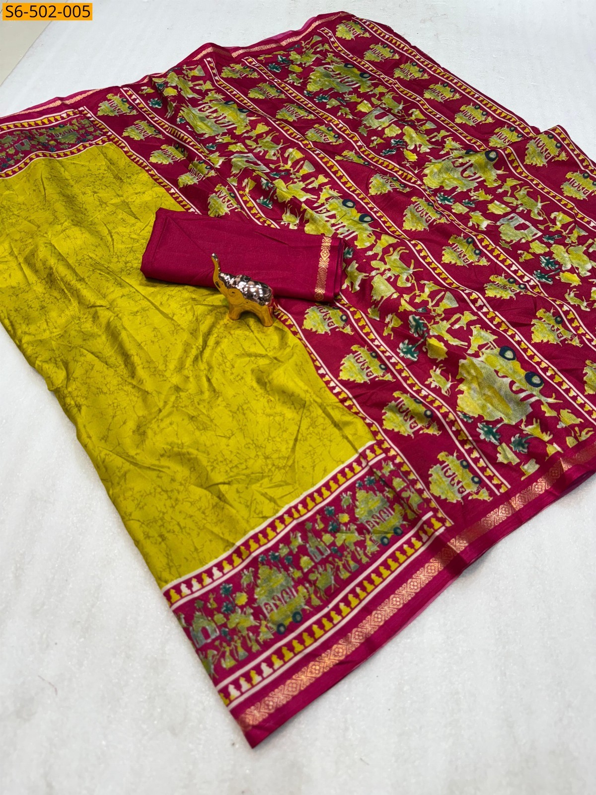 Mustard Fancy Dola Silk saree