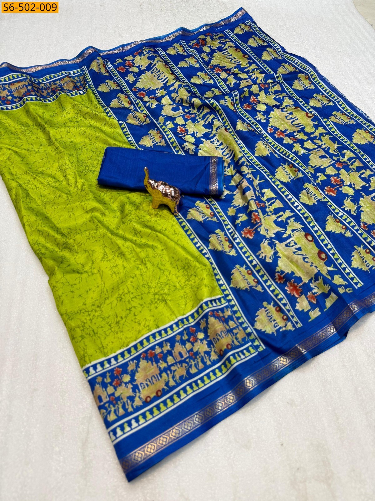 Green Fancy Dola Silk saree