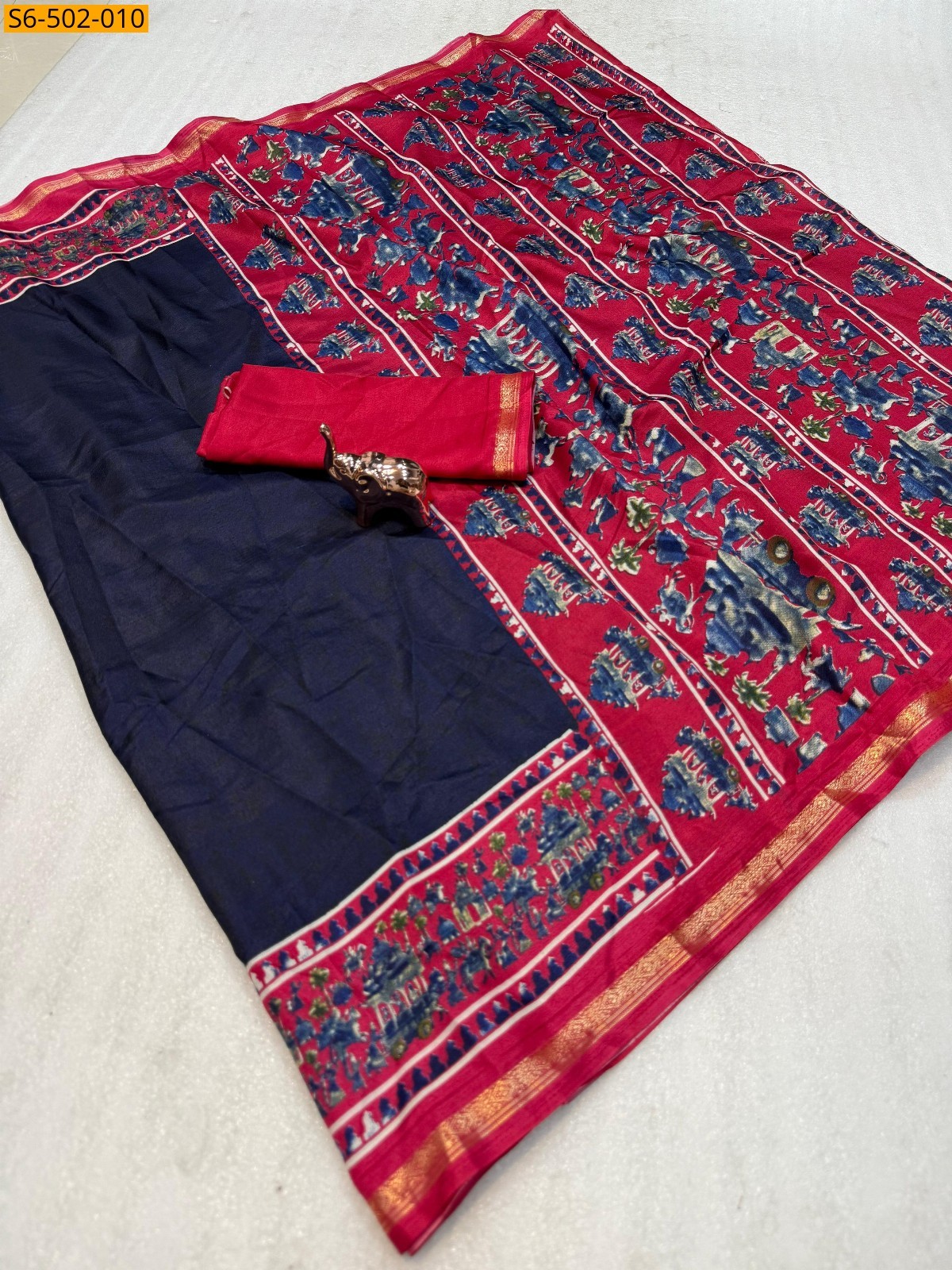 Navy Blue Fancy Dola Silk saree