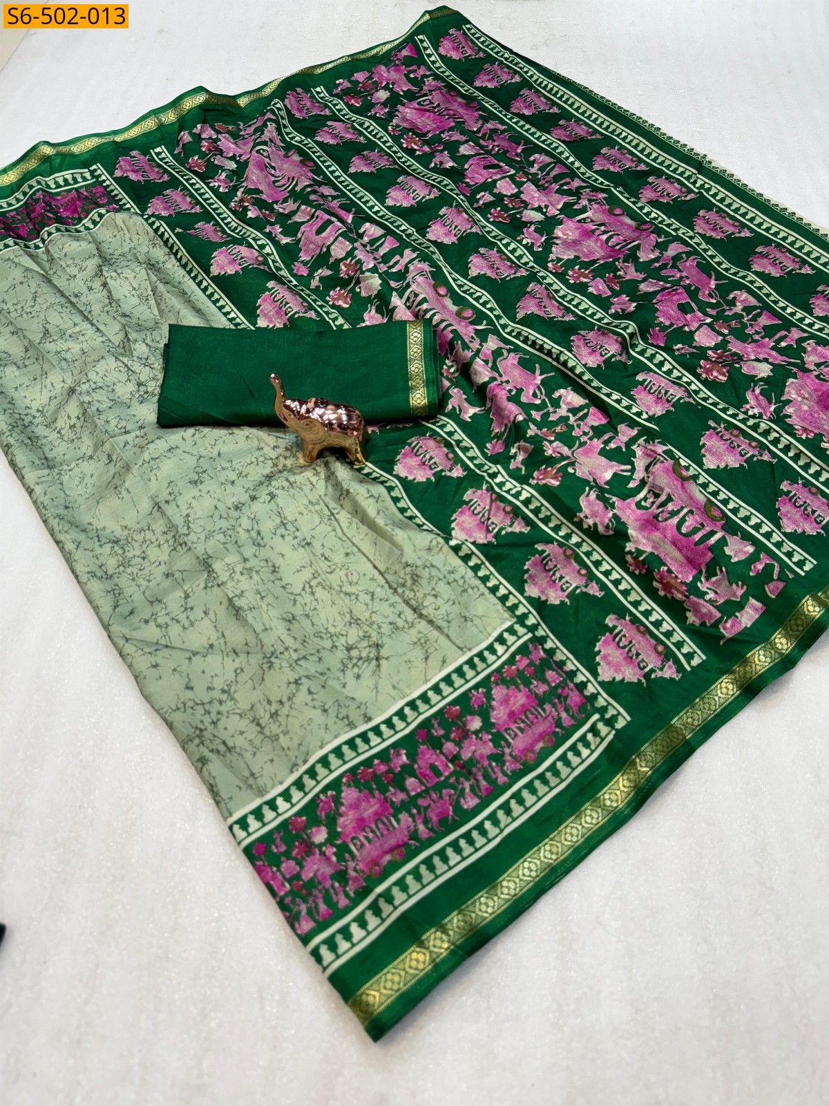 Green Fancy Dola Silk saree
