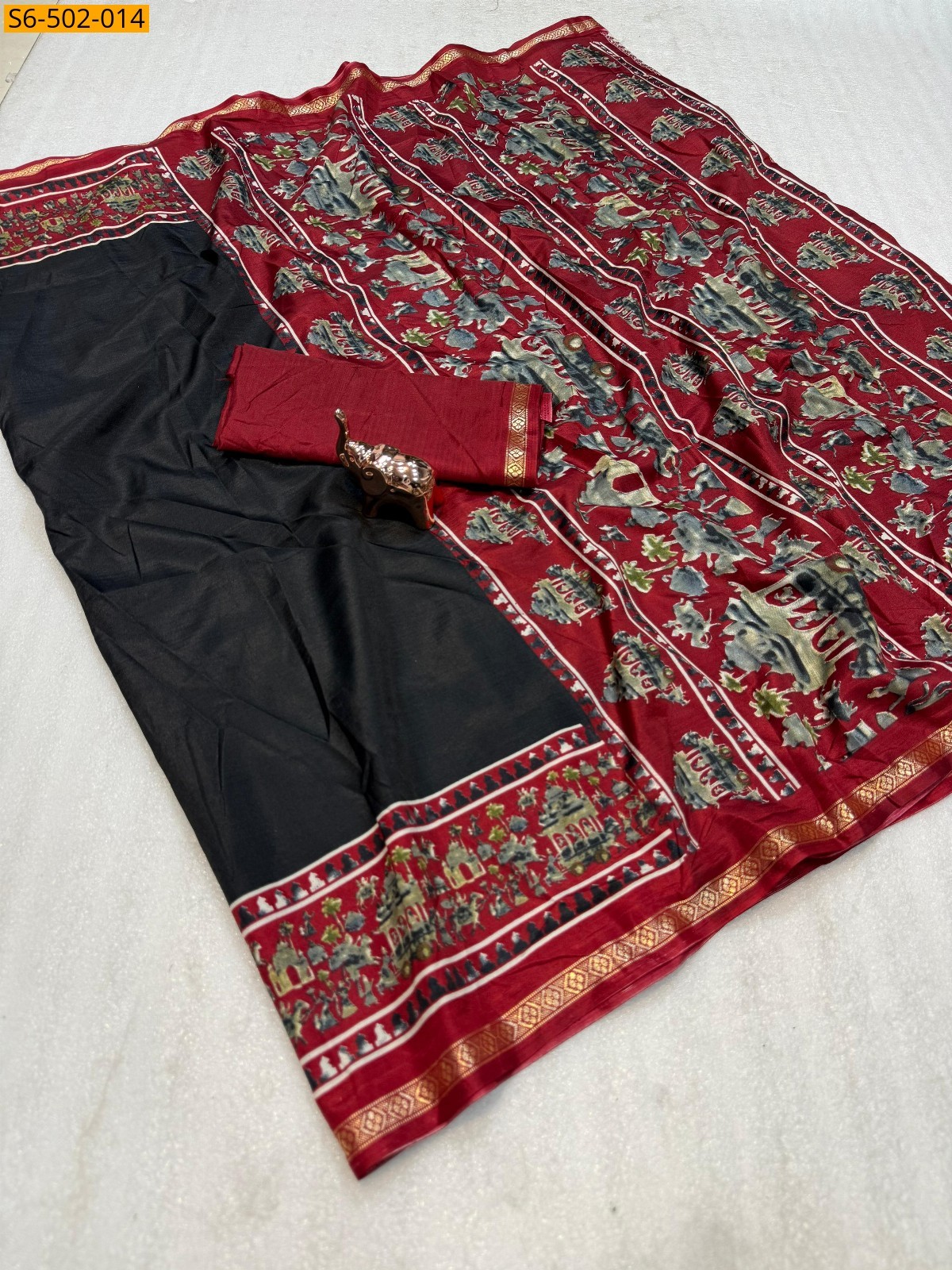 Black Fancy Dola Silk saree