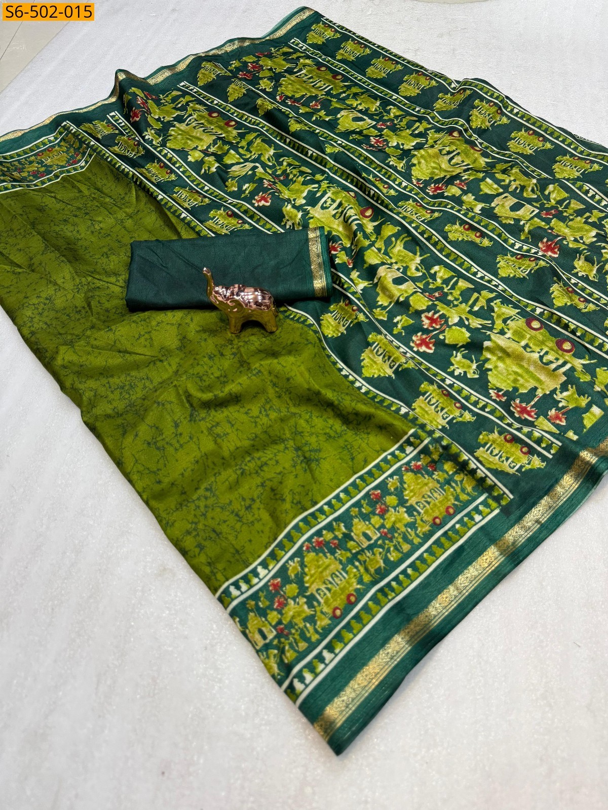 Green Fancy Dola Silk saree