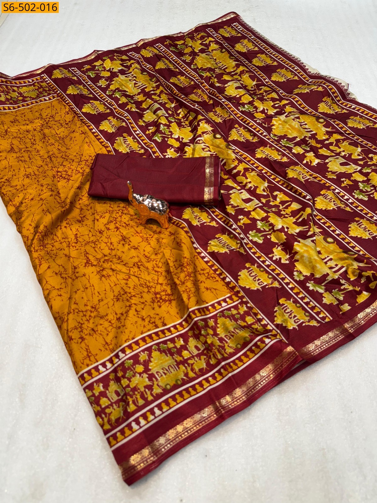 Orange Fancy Dola Silk saree