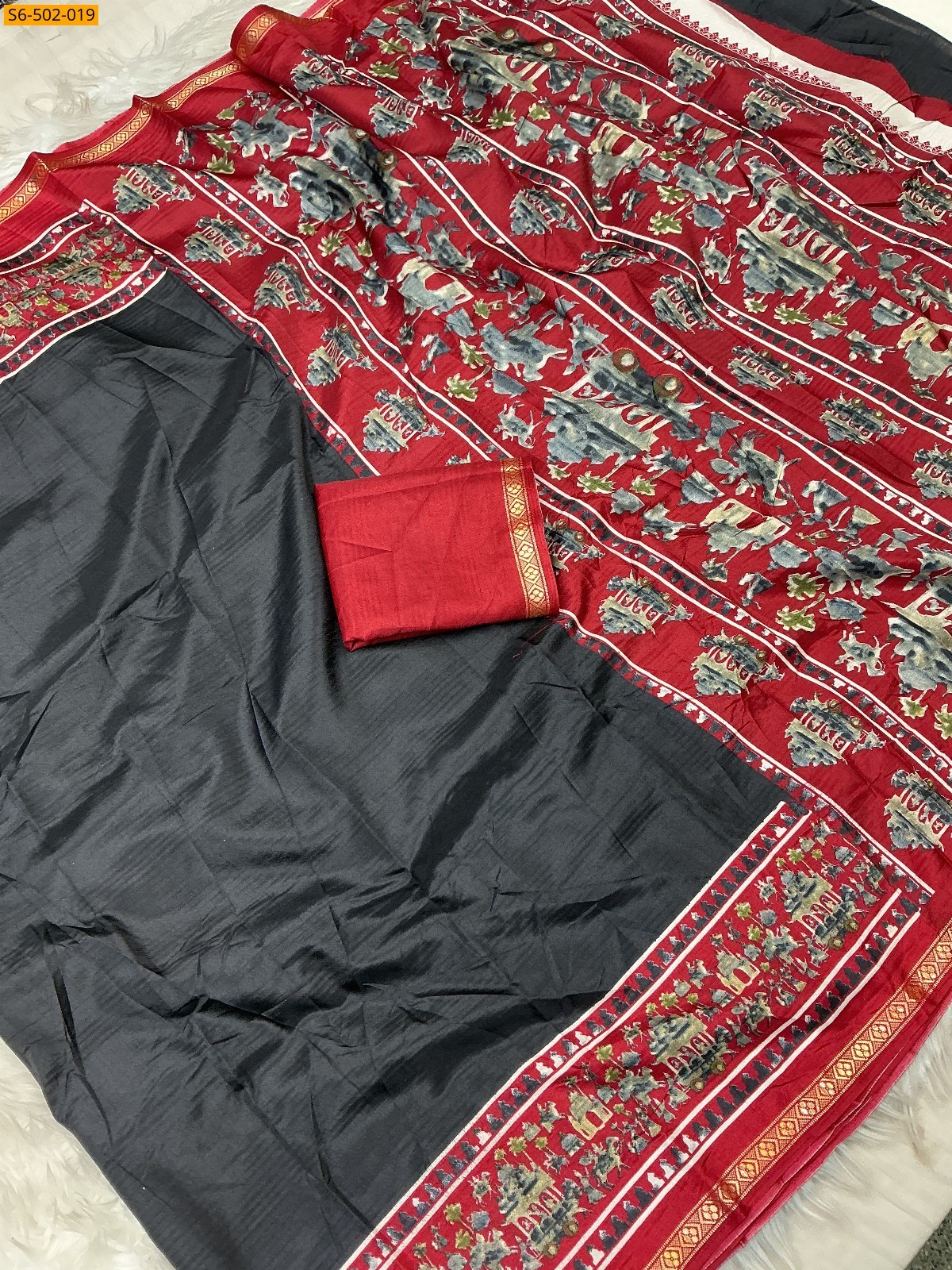 Blackl Fancy Dola Silk saree