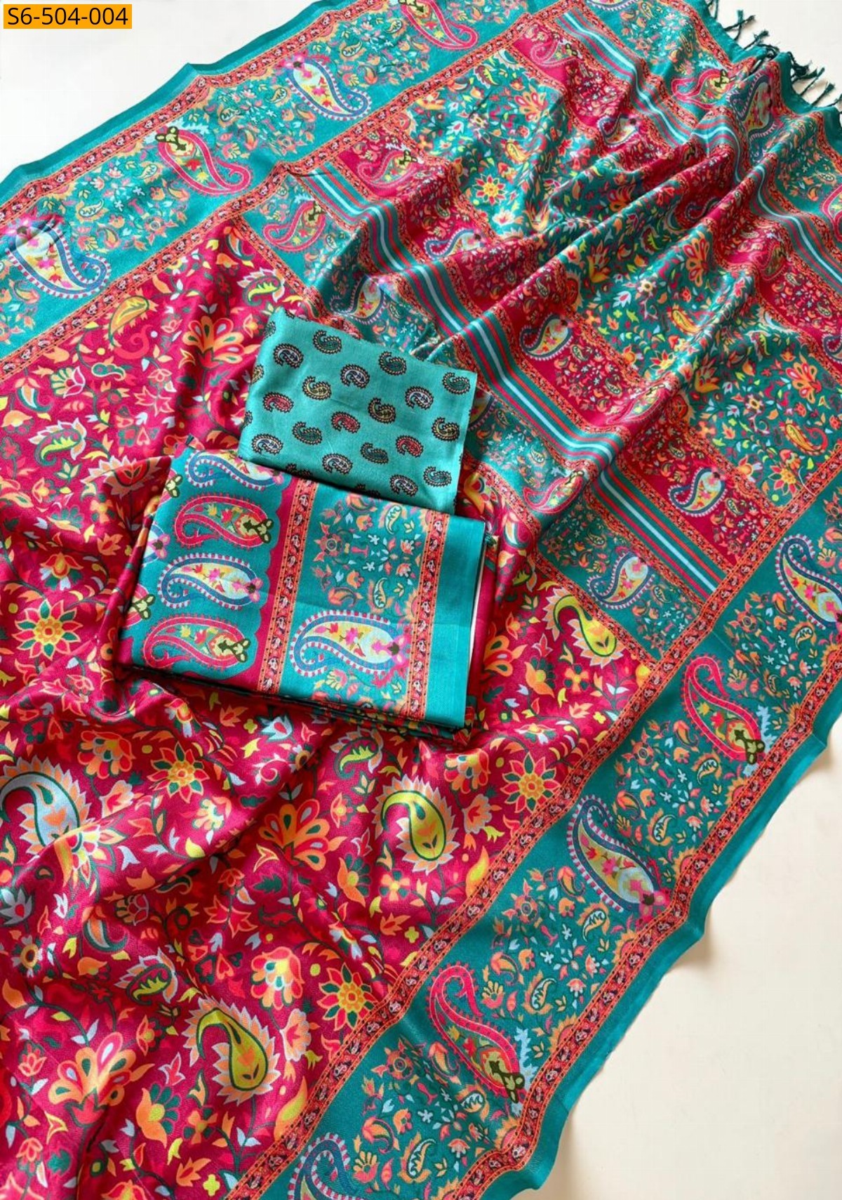 Red Fancy Soft Pashmina Silk saree