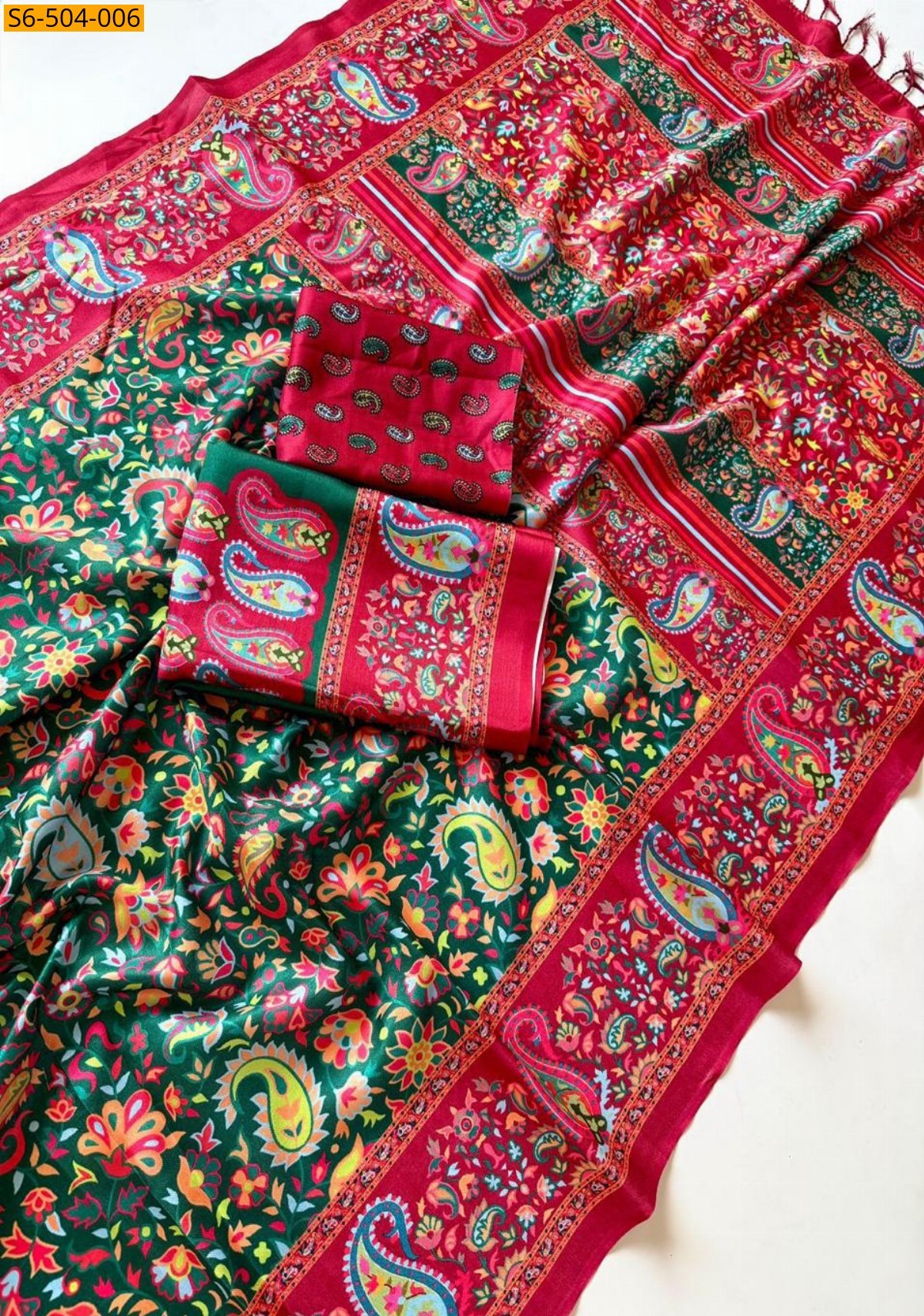 Green Fancy Soft Pashmina Silk saree