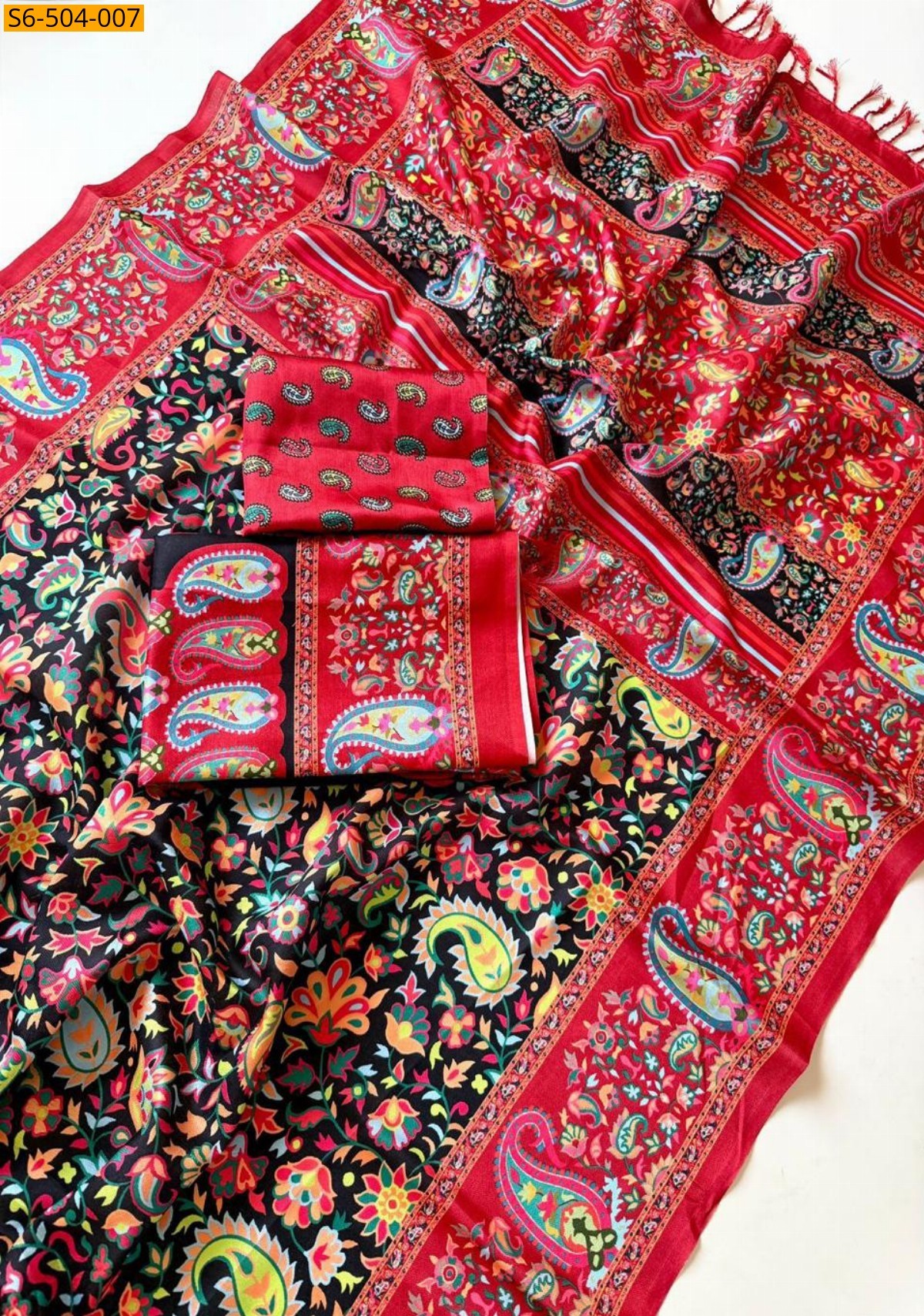 Black Fancy Soft Pashmina Silk saree