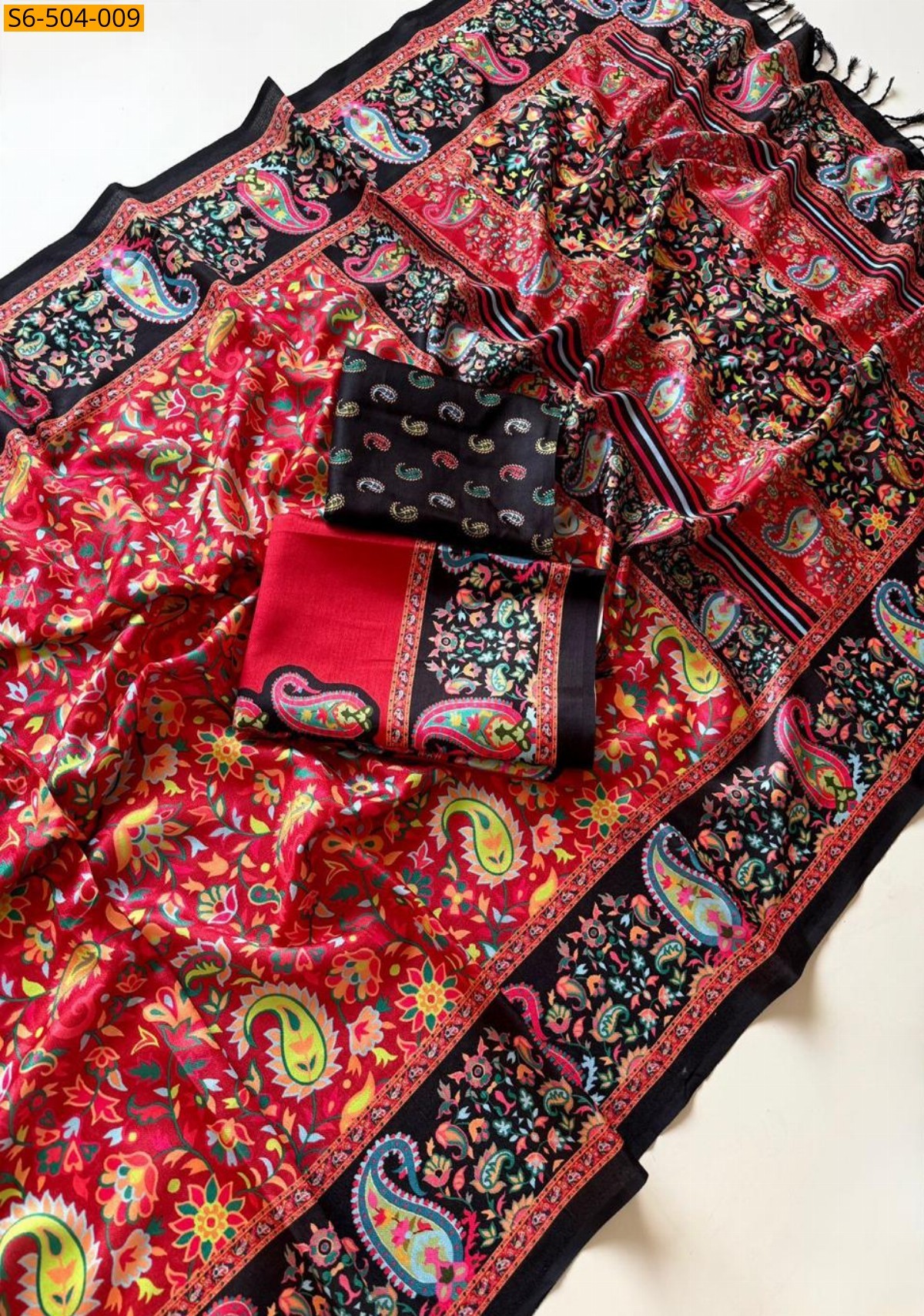 Red Fancy Soft Pashmina Silk saree