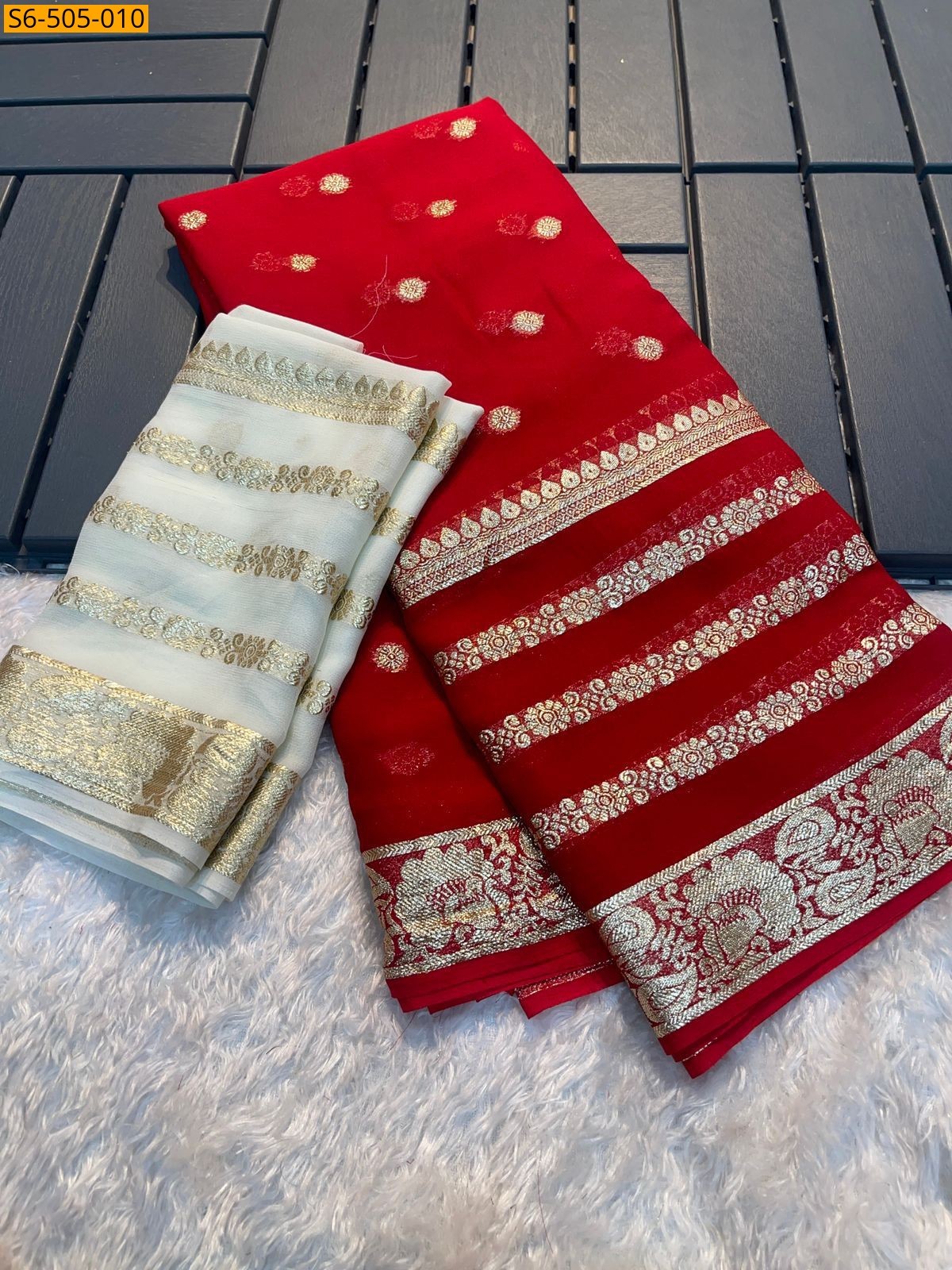 Red Fancy Viscose Georgette saree