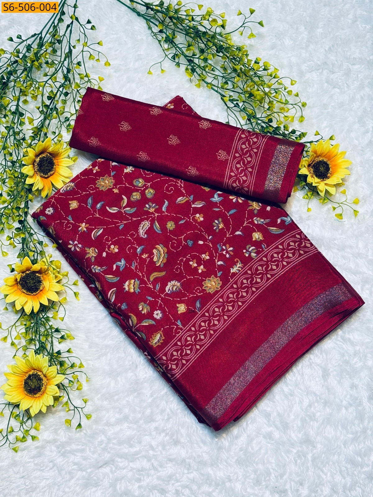 Maroon Fancy Soft mul mul cotton silk sarees