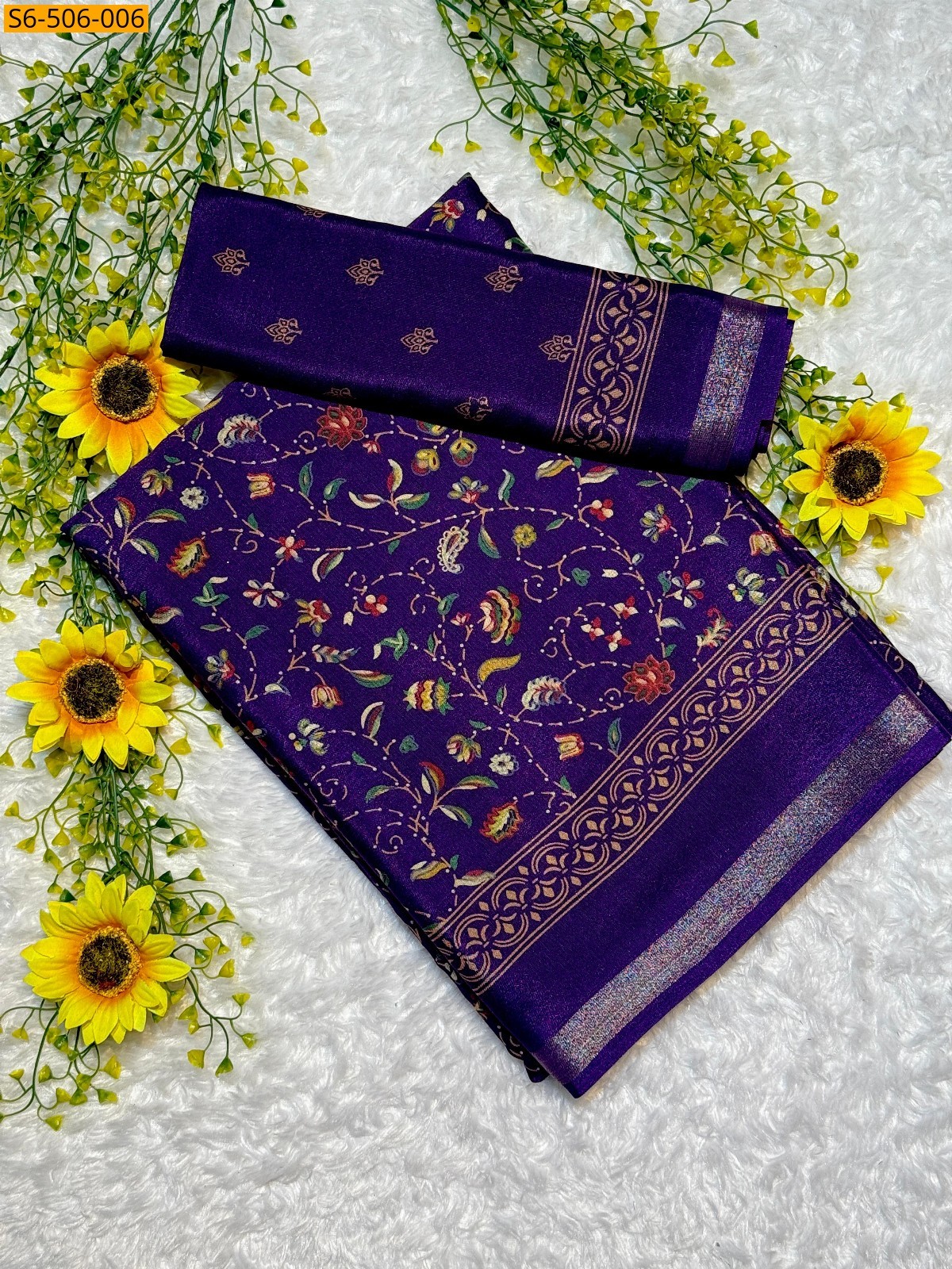 Violet Fancy Soft mul mul cotton silk sarees