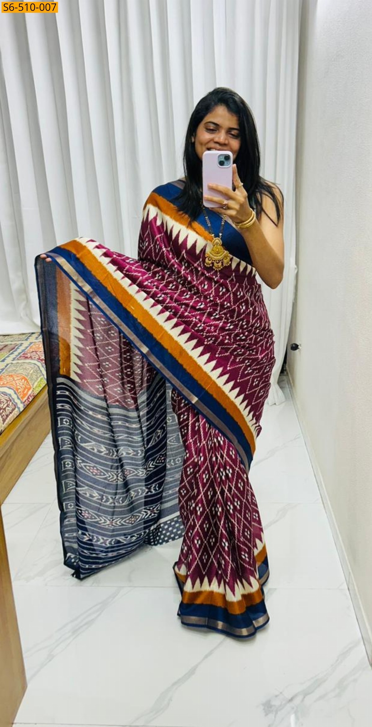 Magenta Fancy Mul Mul Cotton Saree