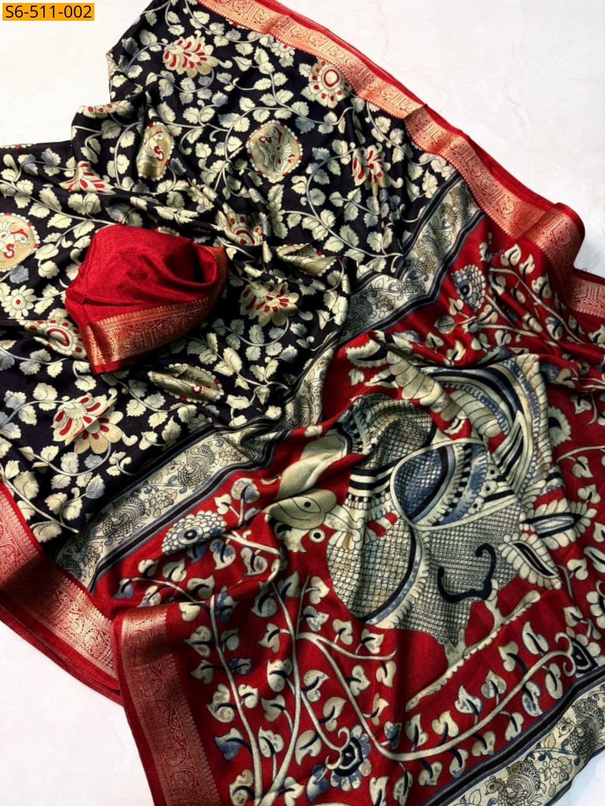 Black Fancy dola silk Saree