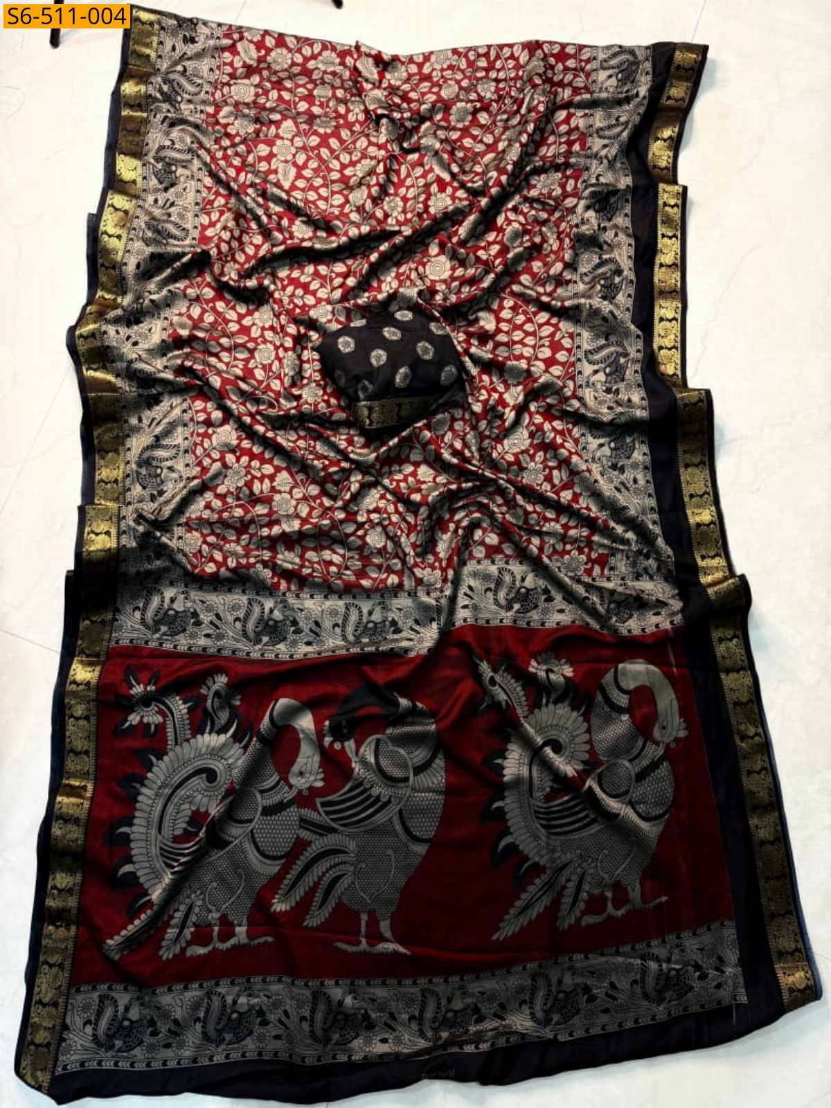 Maroon Fancy dola silk Saree