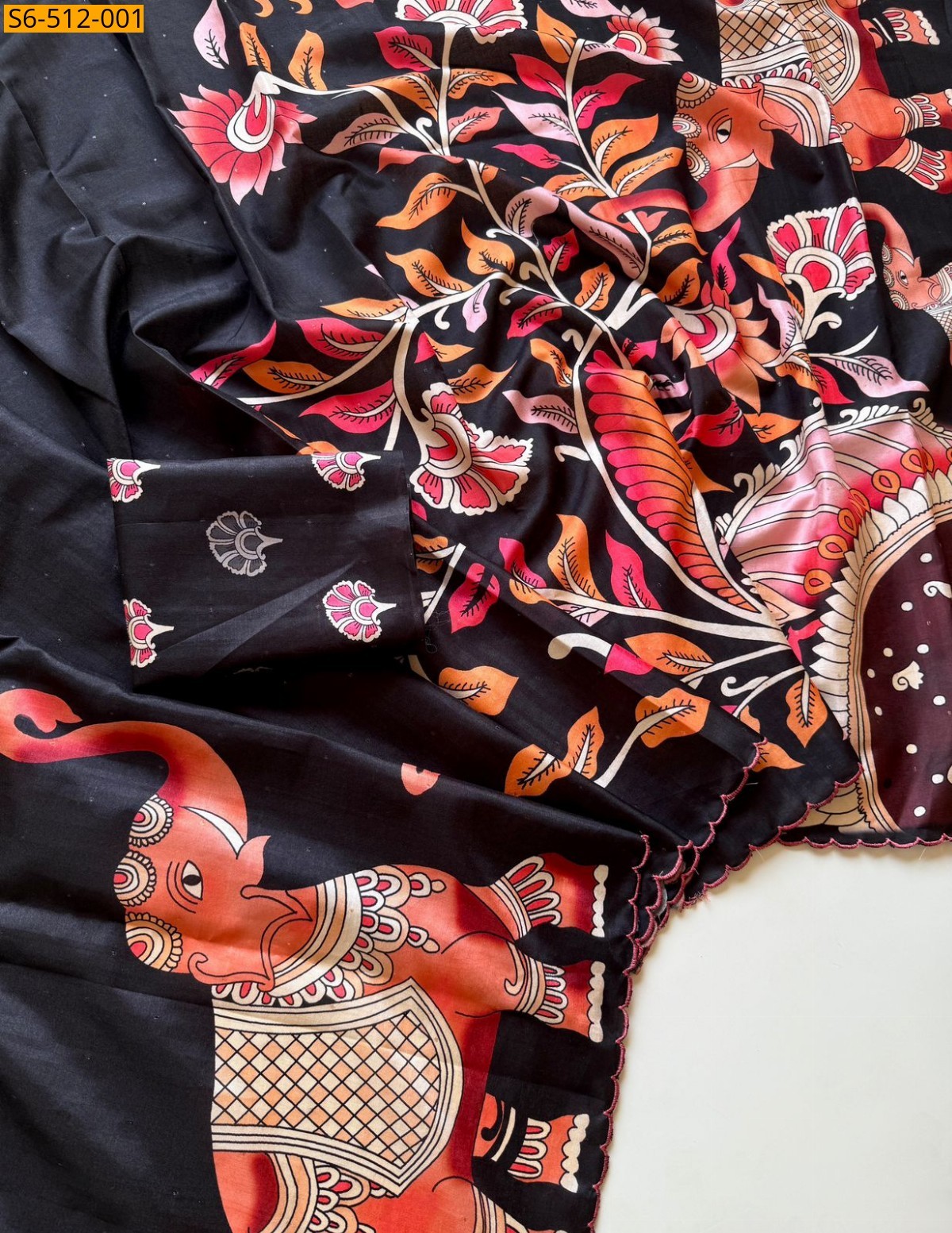 Black Fancy Tusser Silk Saree