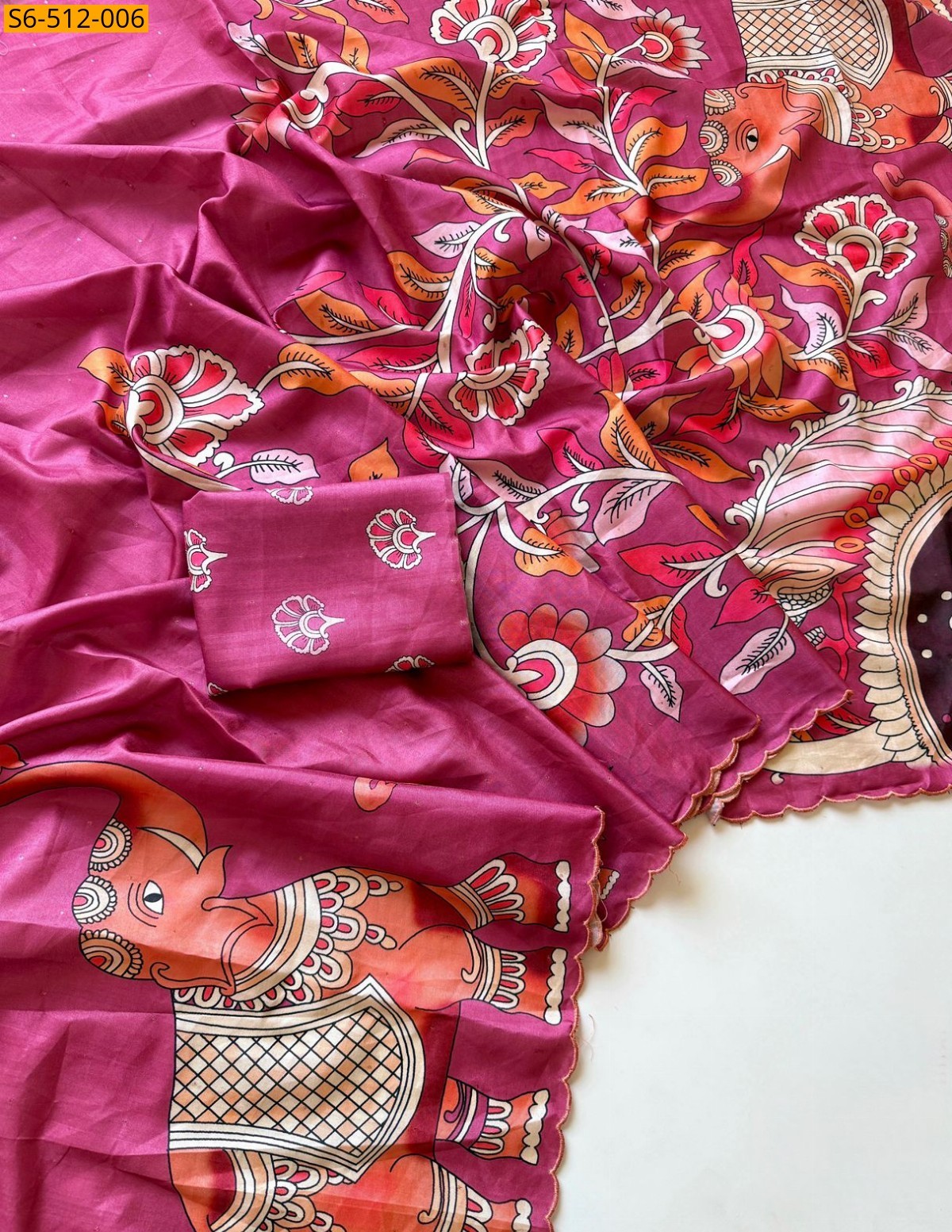 Pink Fancy Tusser Silk Saree