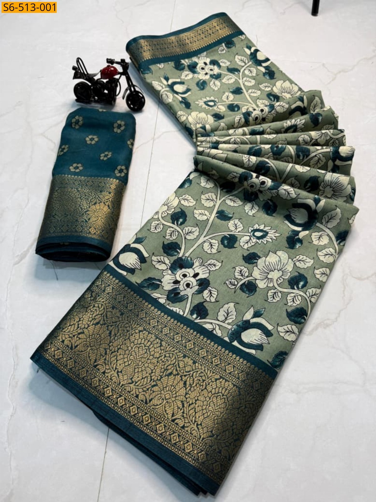 Green Fancy Dola Silk Saree