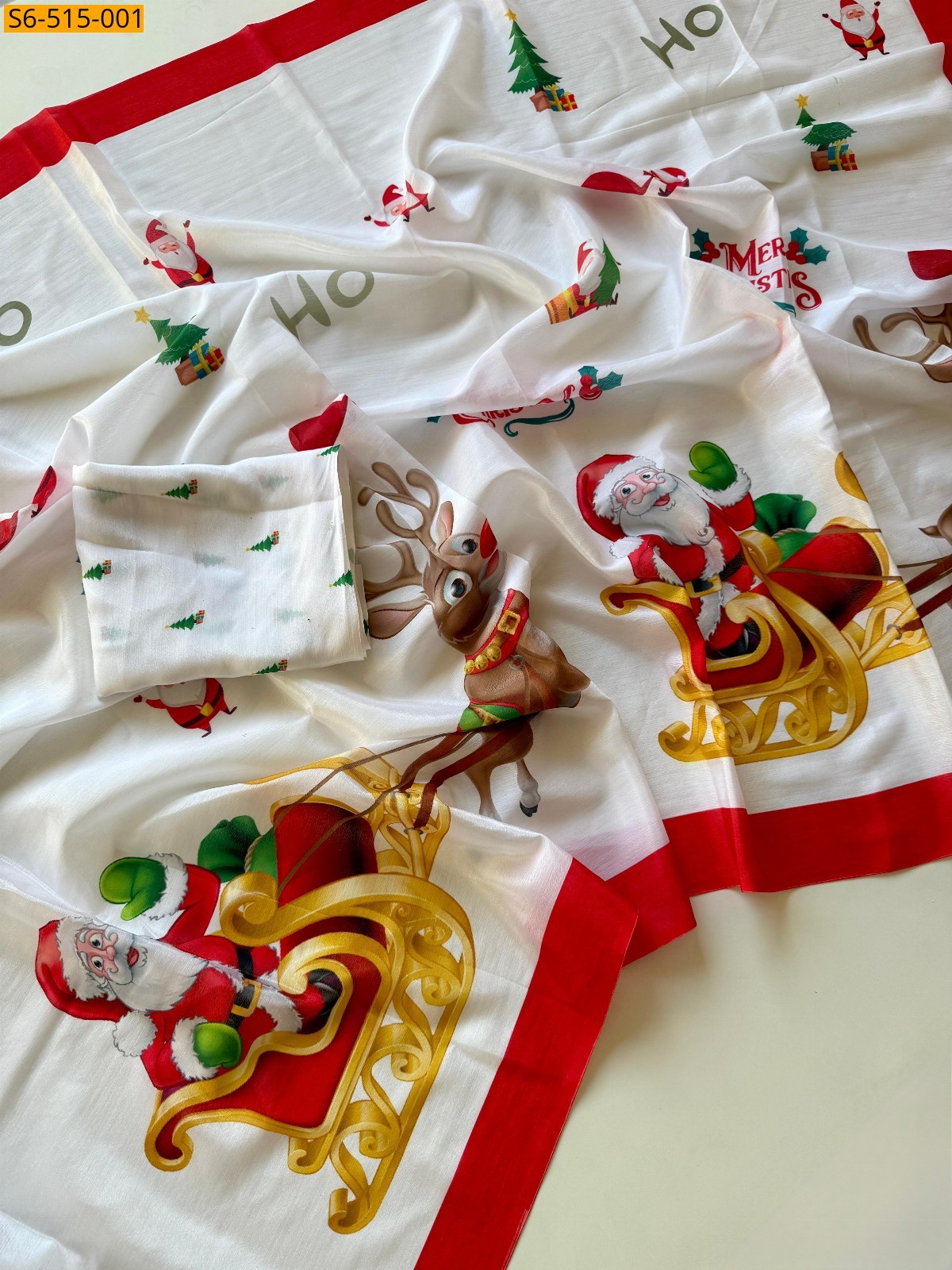 White Fancy Chinnon Saree