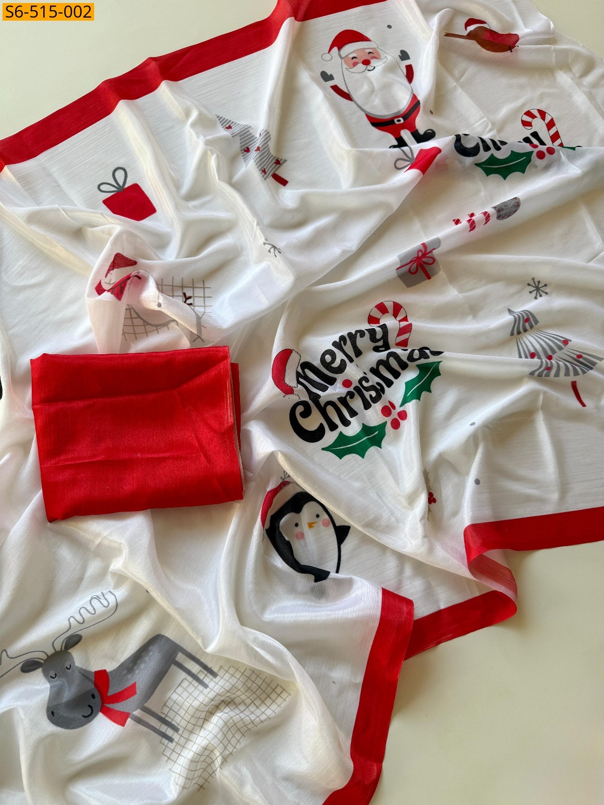 White Fancy Chinnon Saree