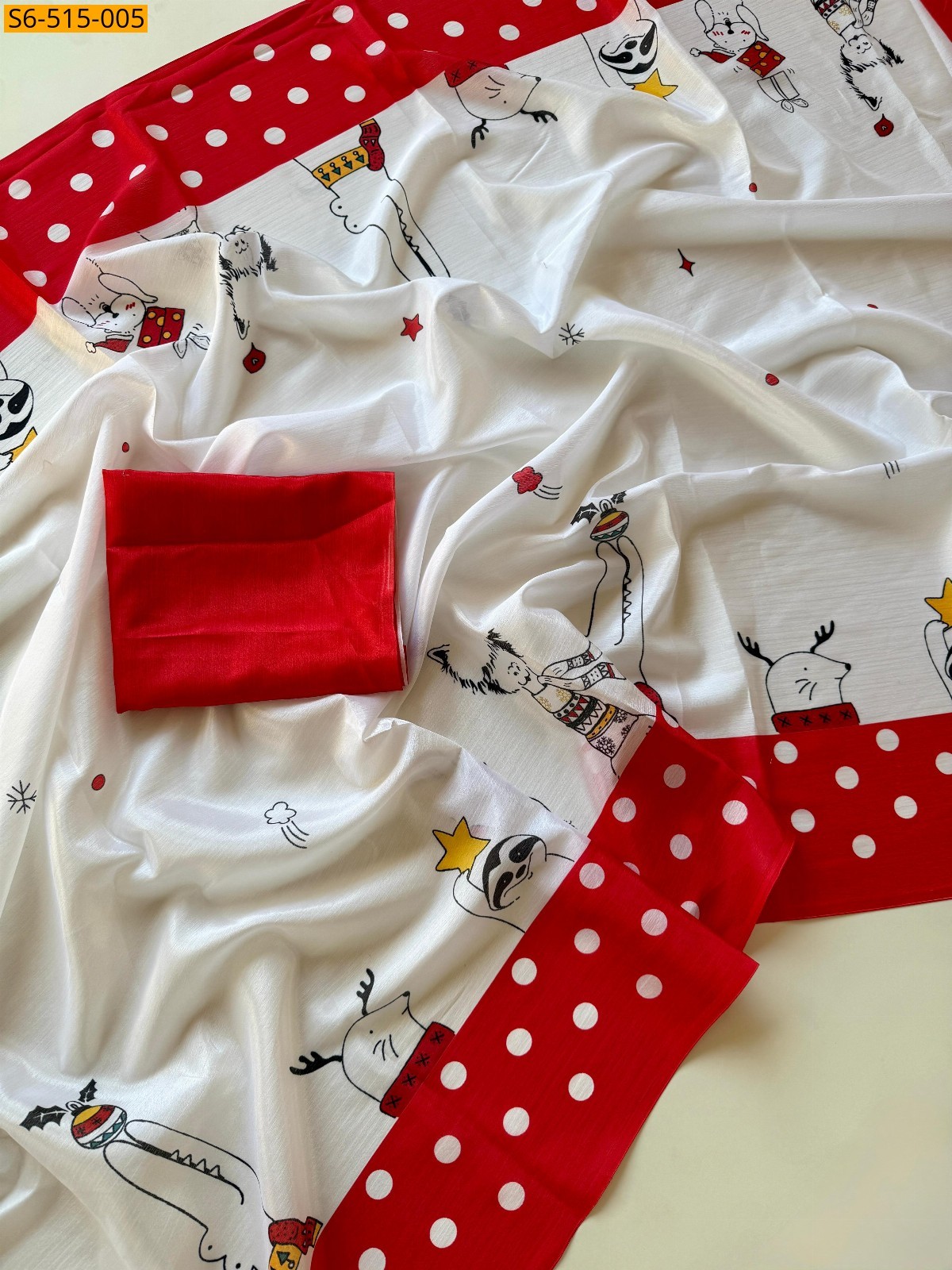 White Fancy Chinnon Saree