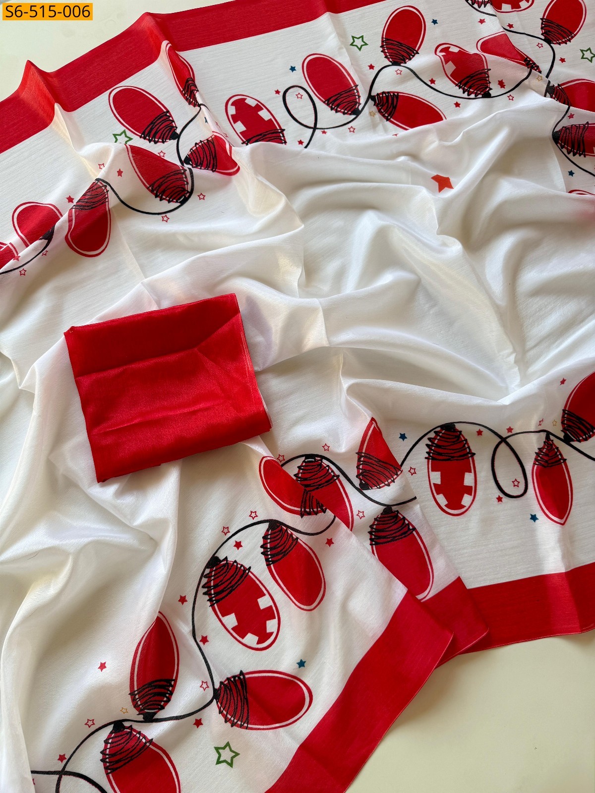 White Fancy Chinnon Saree