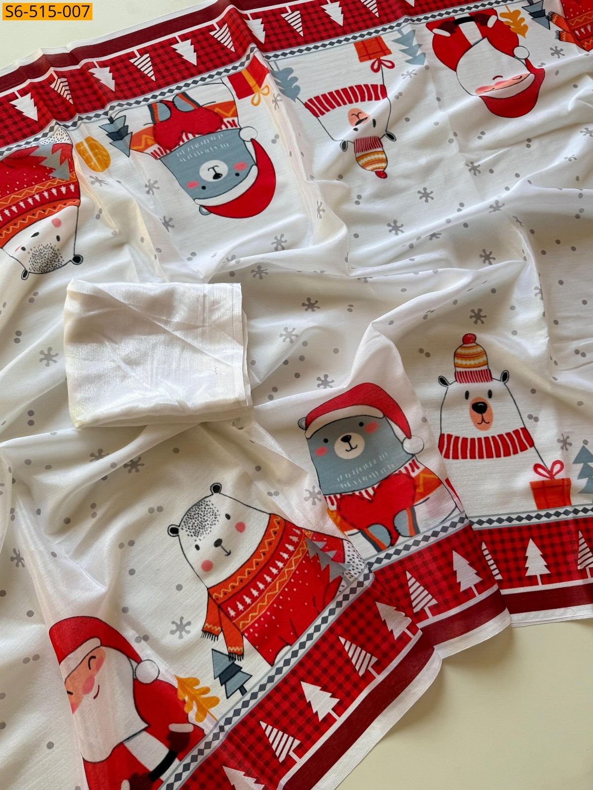 White Fancy Chinnon Saree