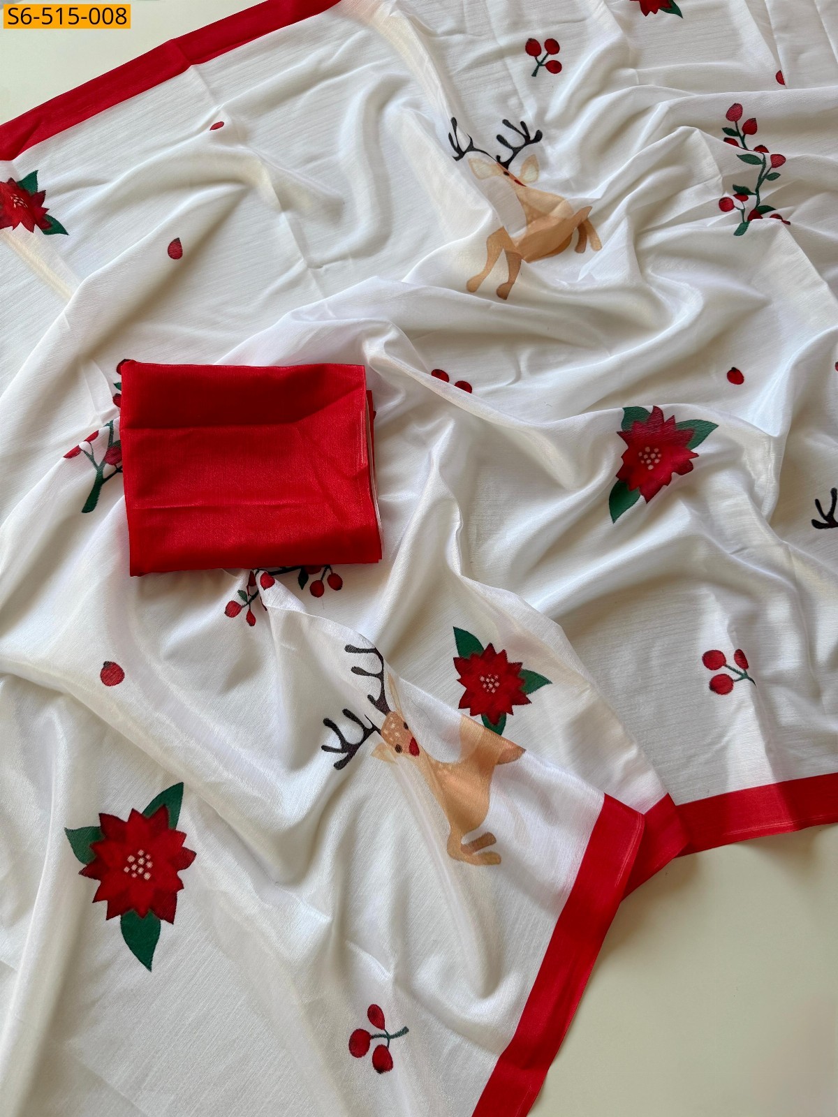 White Fancy Chinnon Saree