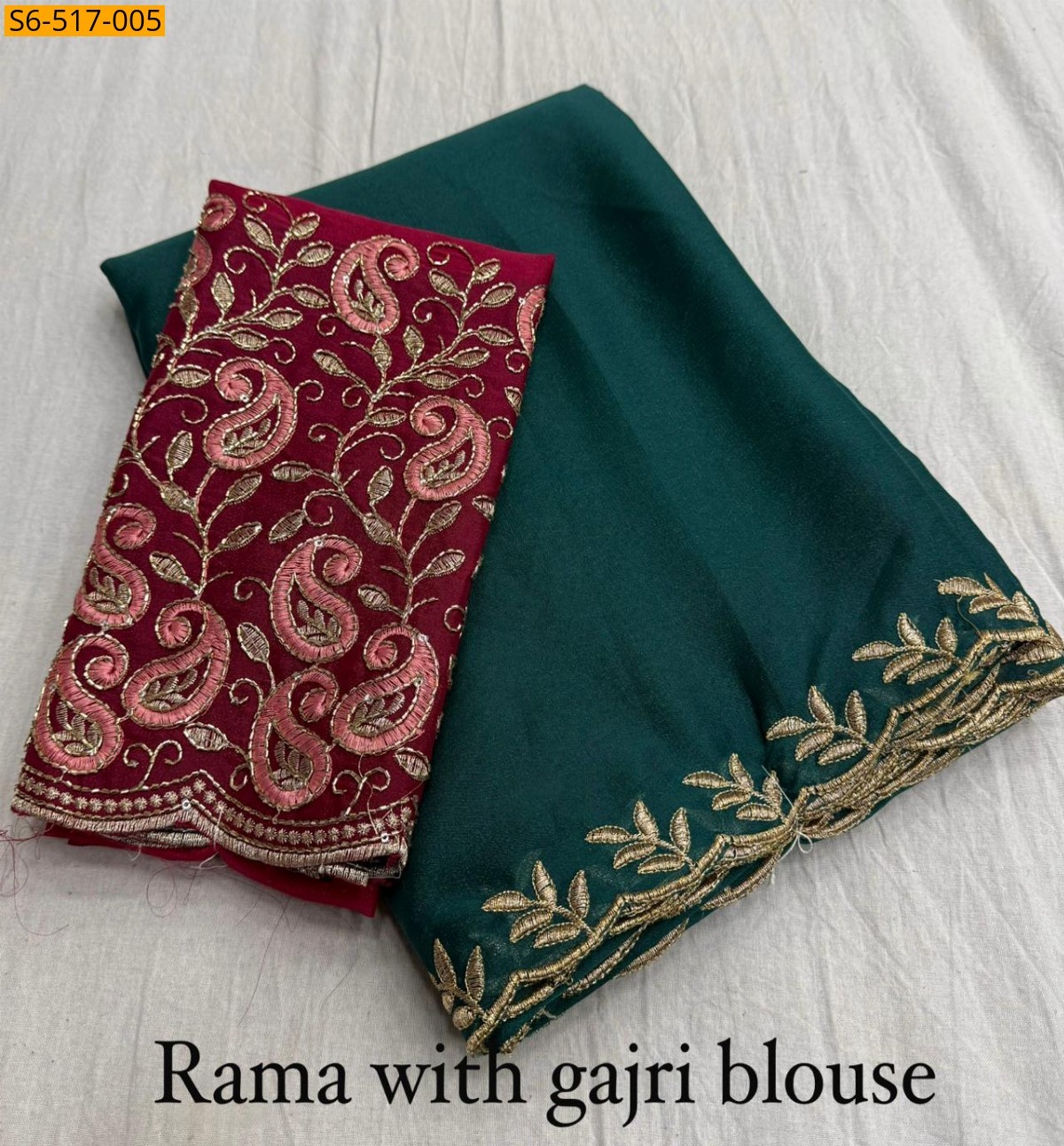 Rama green Fancy Georgette Saree