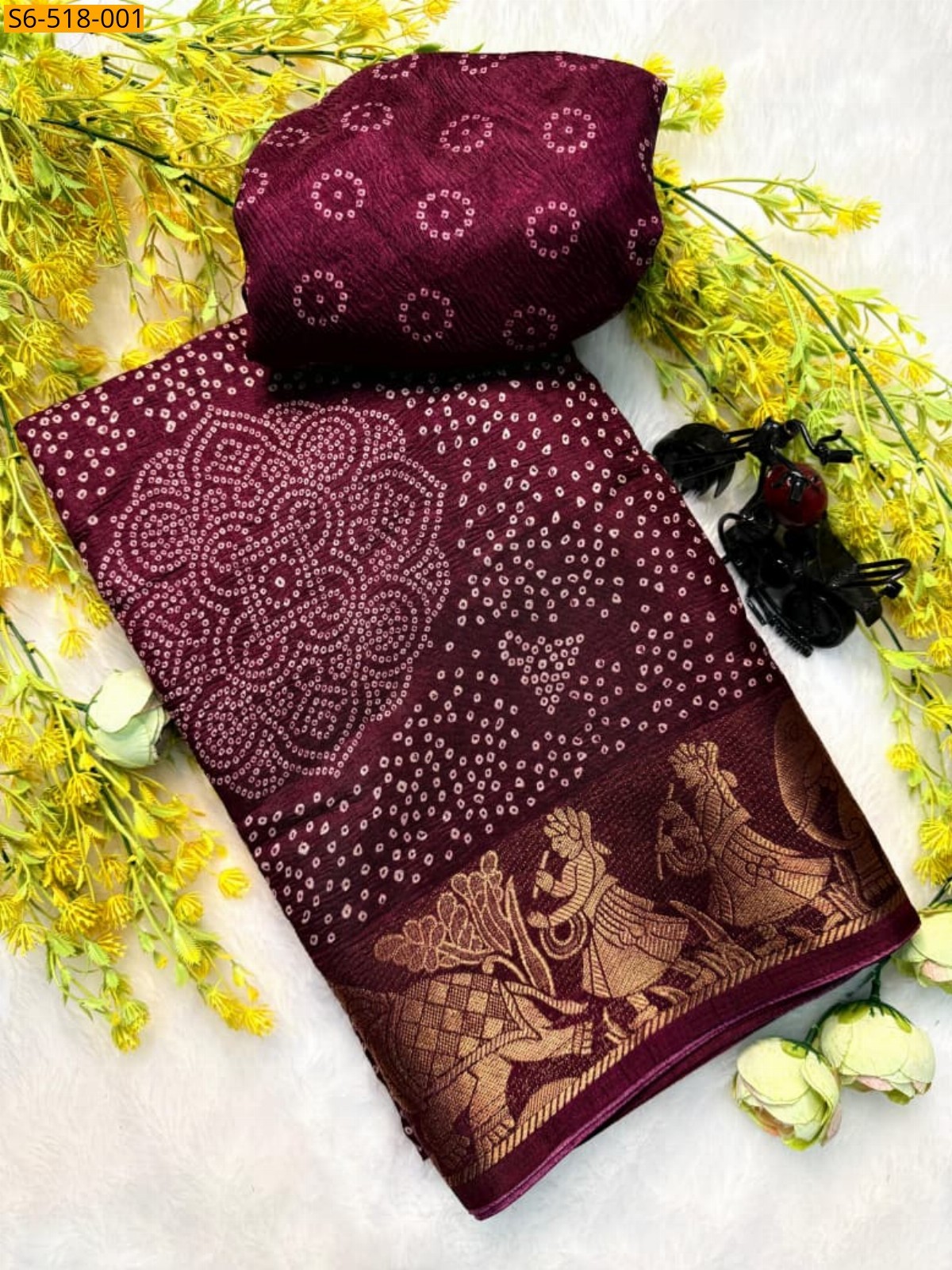Maroon Fancy Dola silk Saree