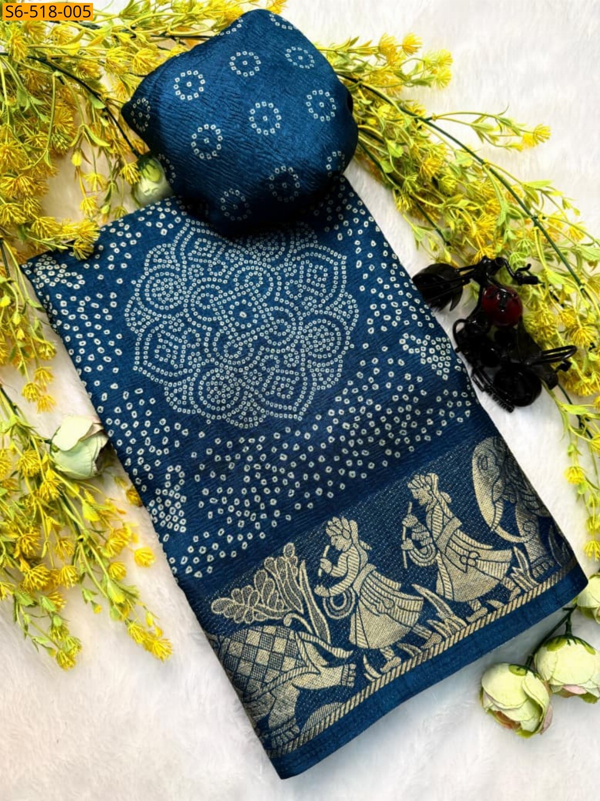 Blue Fancy Dola silk Saree