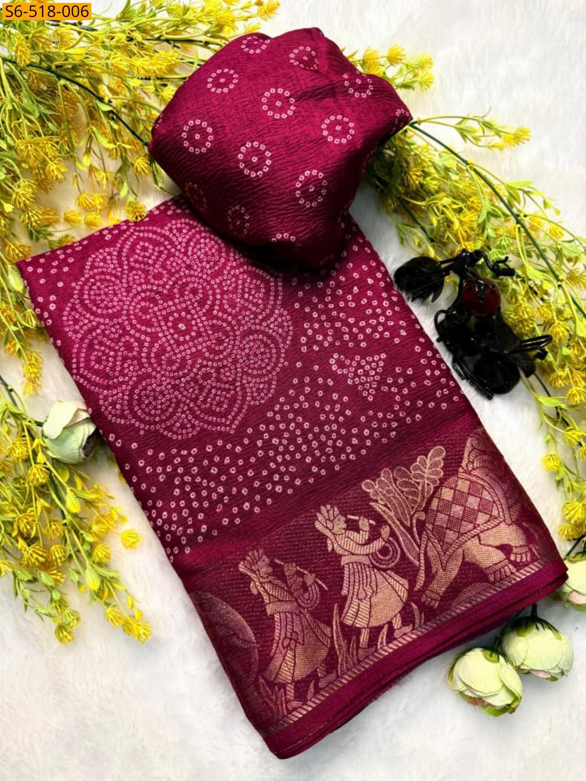 Wine Fancy Dola silk Saree