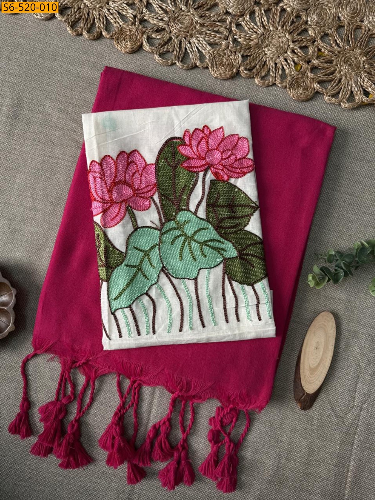 Pink Khadi Cotton Saree